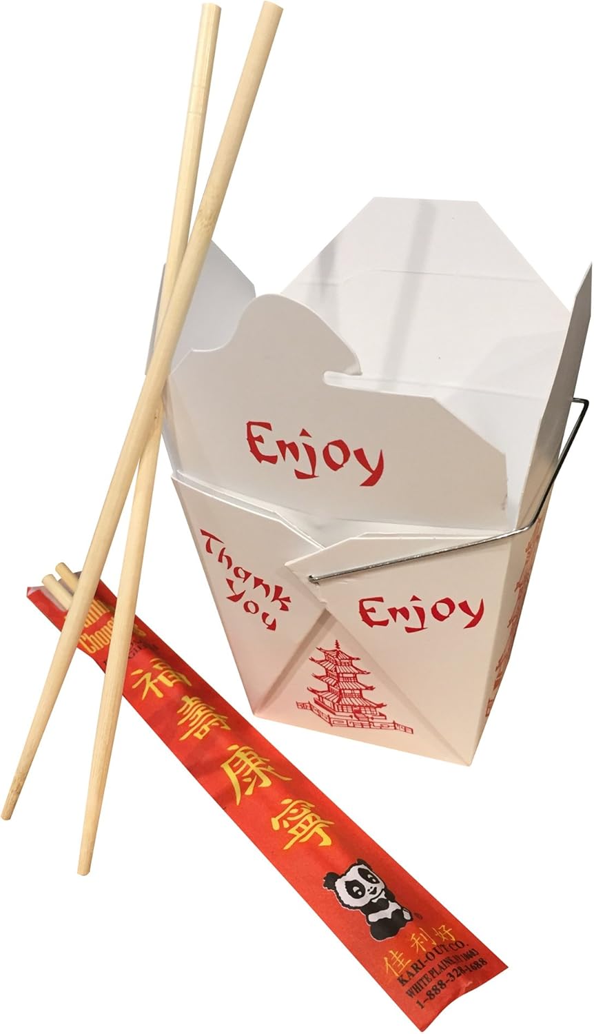 Fold Pak Combo Pack of 25 Take Out Boxes with 25 Chopsticks