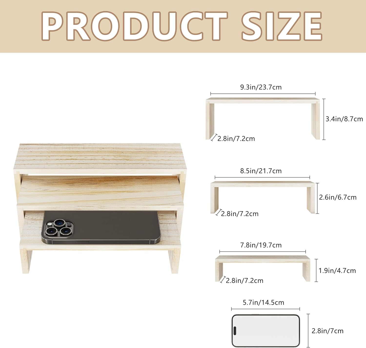 Wooden Display Riser Stand 6PCS for Party Food and Decor