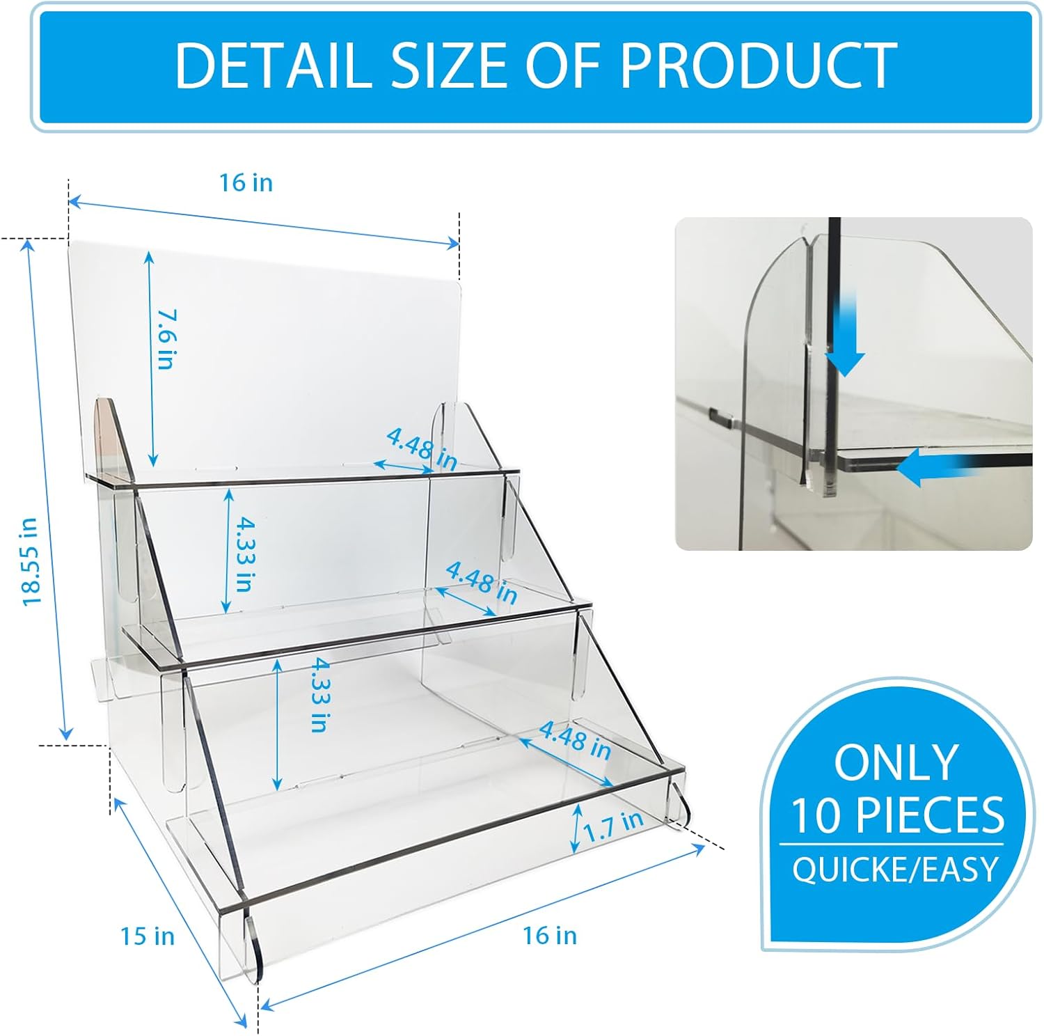 1855x16x15 Portable Display Stand - Transparent Display Table