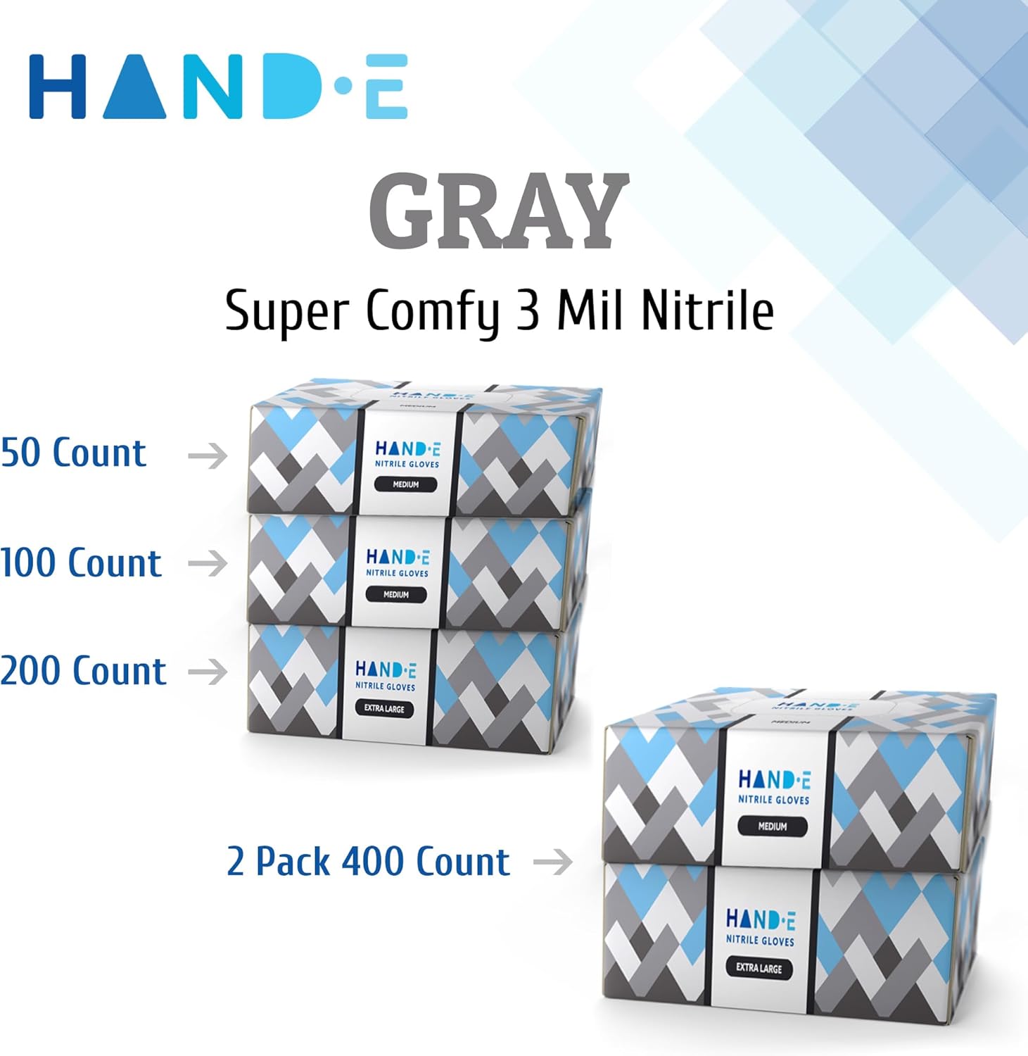 Hand-E Touch Disposable Grey Nitrile Gloves 100 Count