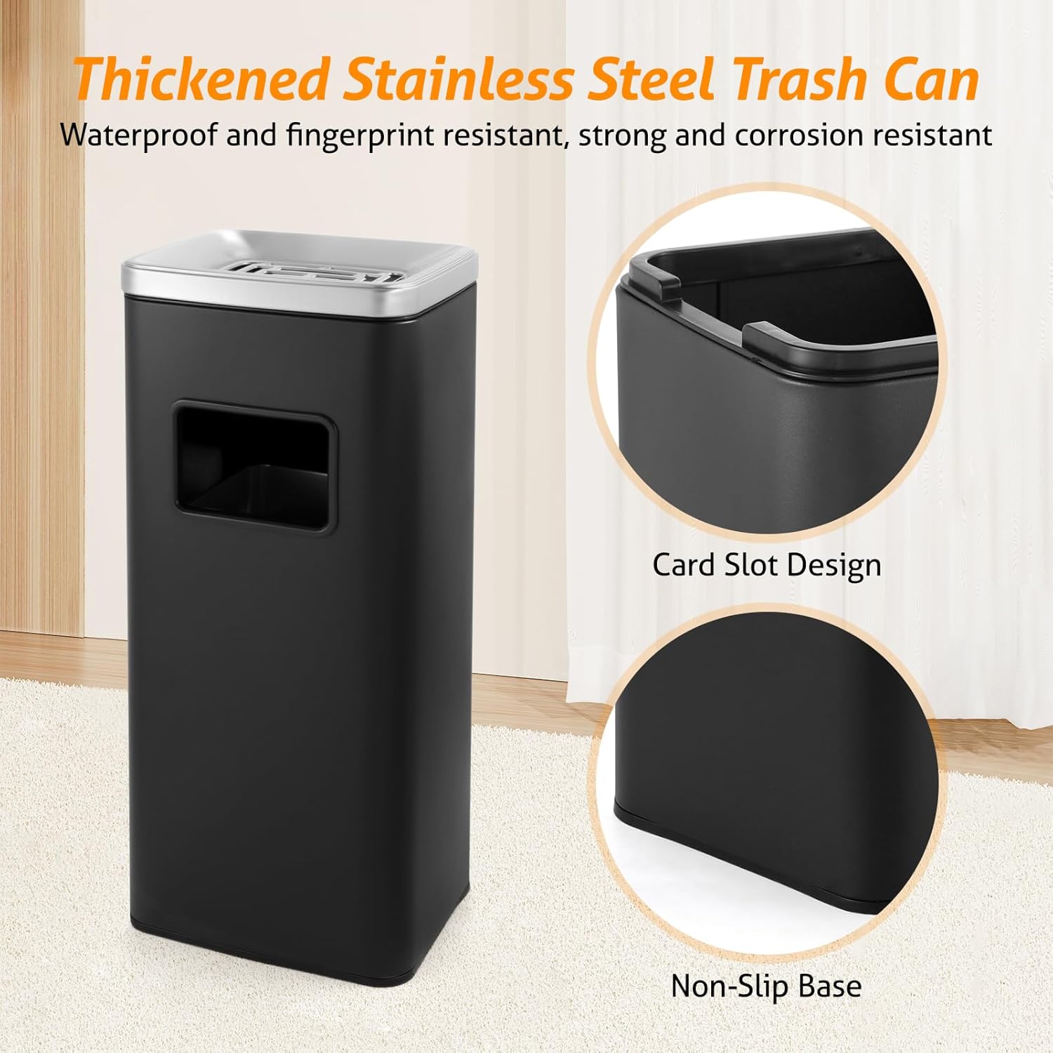 WICHEMI 4 Gallon Commercial Outdoor Trash Can with Lid and Removable Inner Bucket