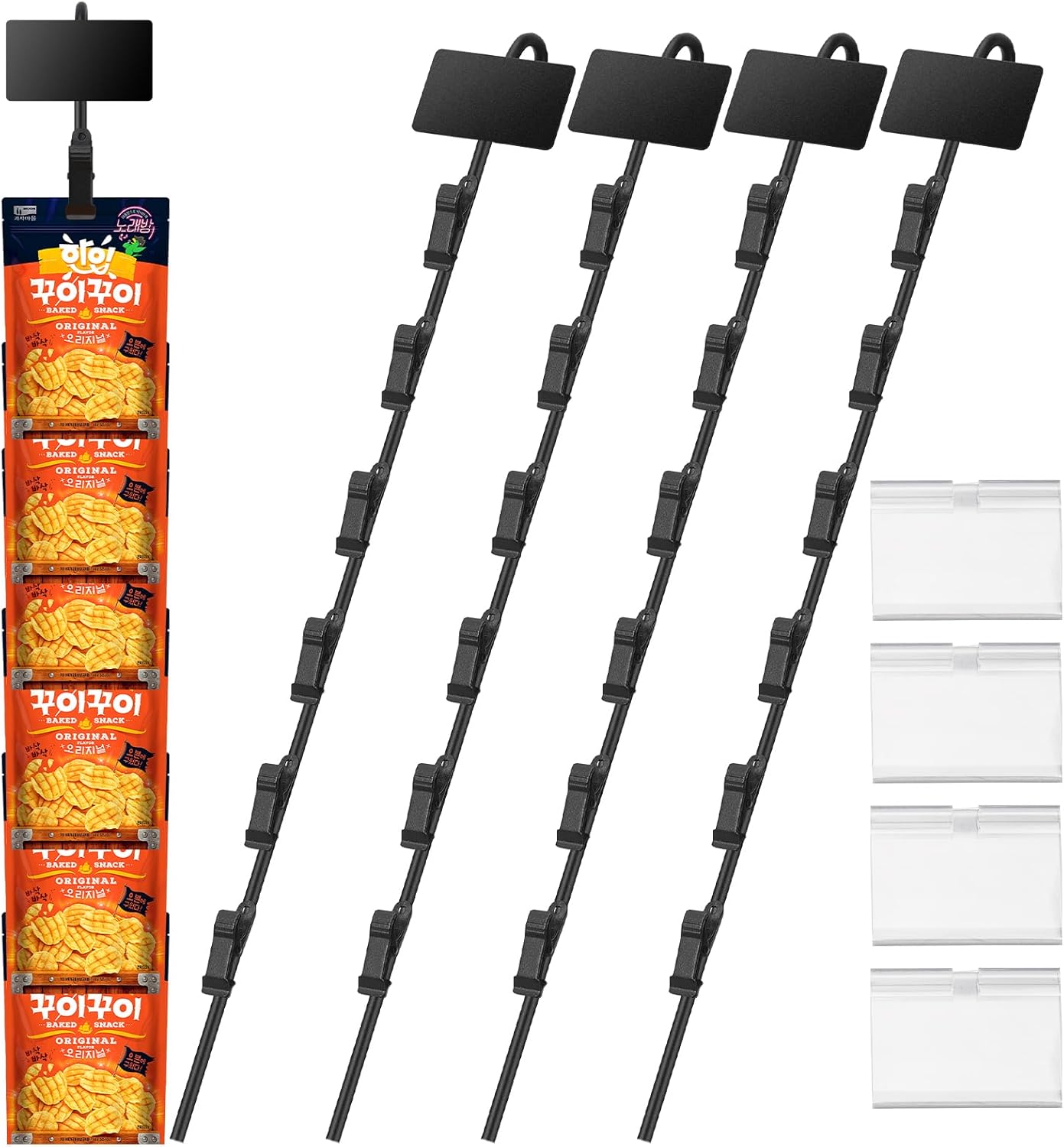 Chip Display Rack with 6 Clips 173 Inches Metal Stand 4Pcs