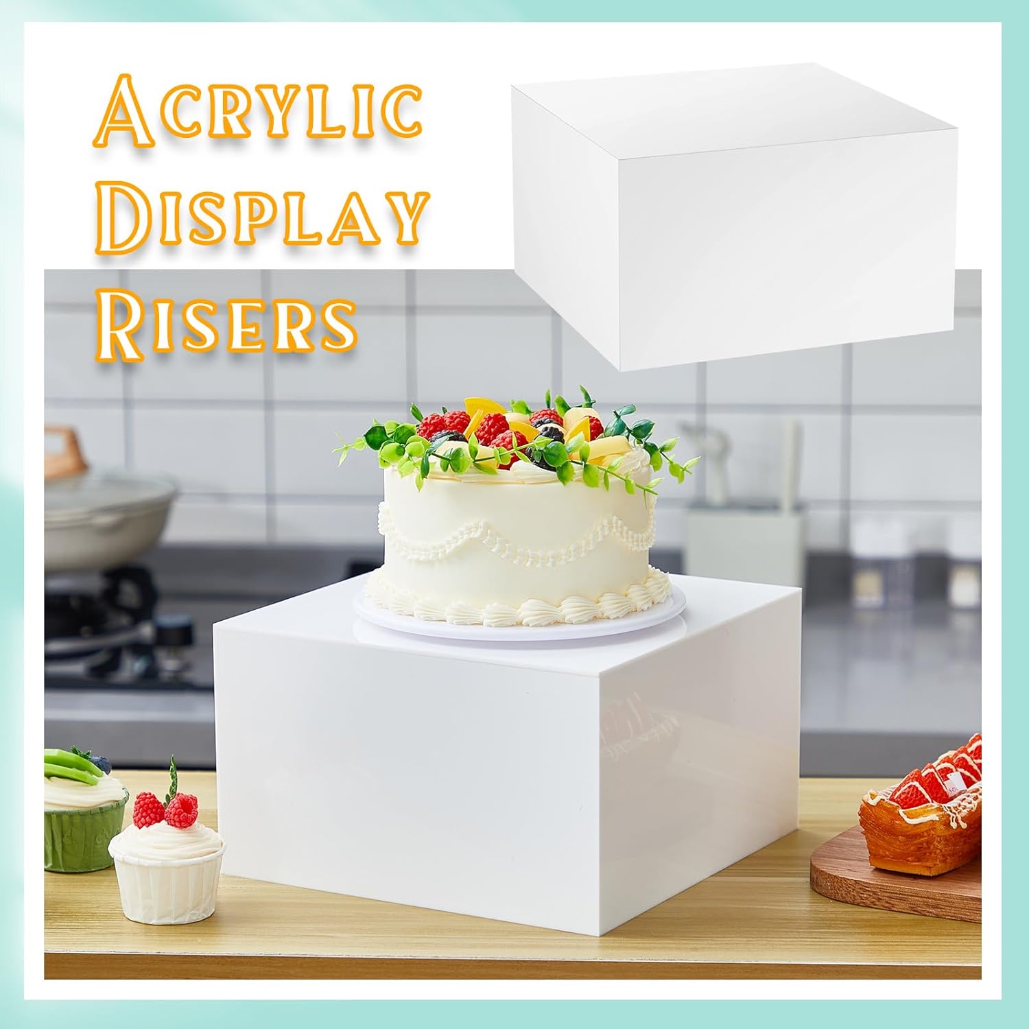 Sintuff 5 Pcs Acrylic Display Risers for Food and Jewelry