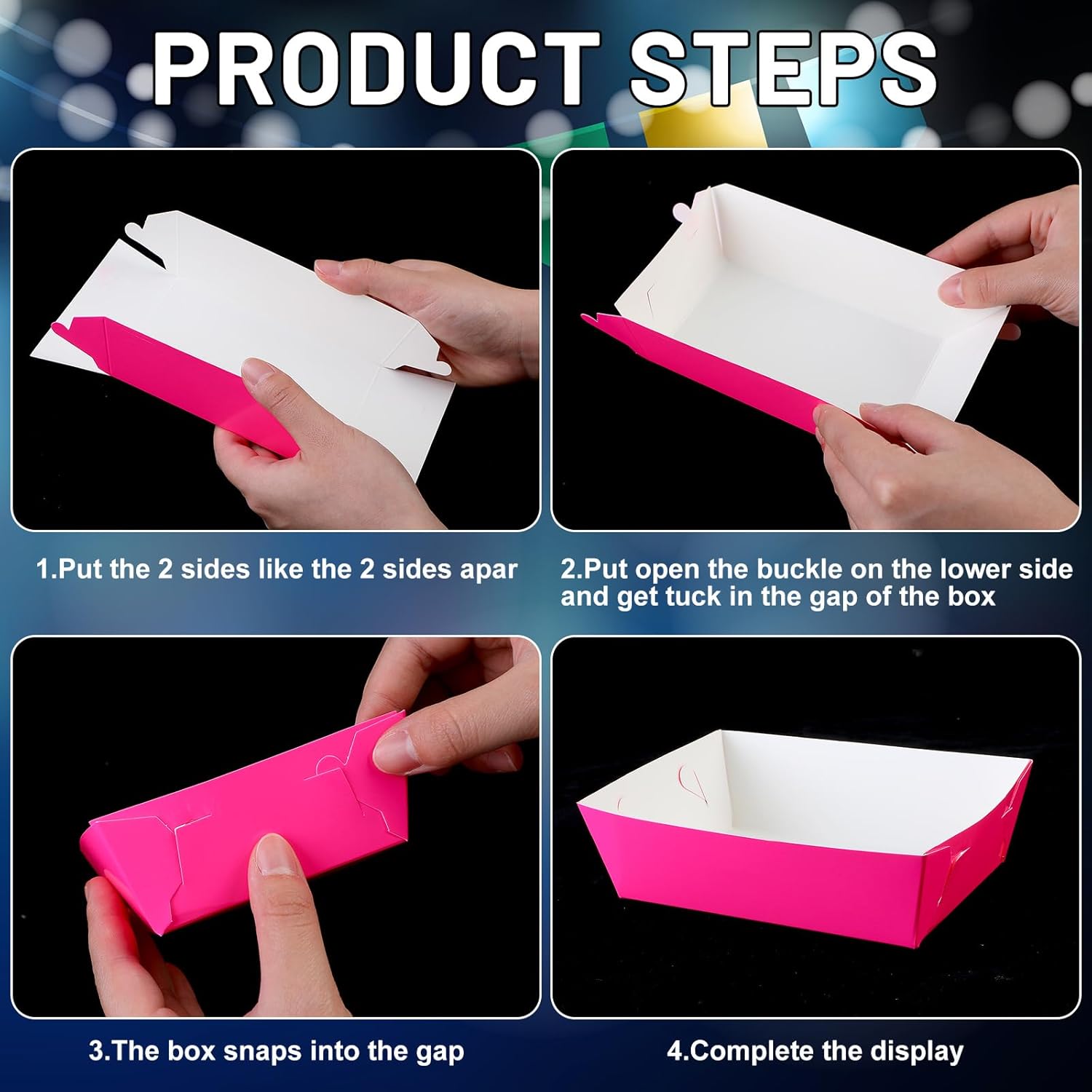 Hoolerry Neon Glow Food Trays 48 Pcs Party Supplies