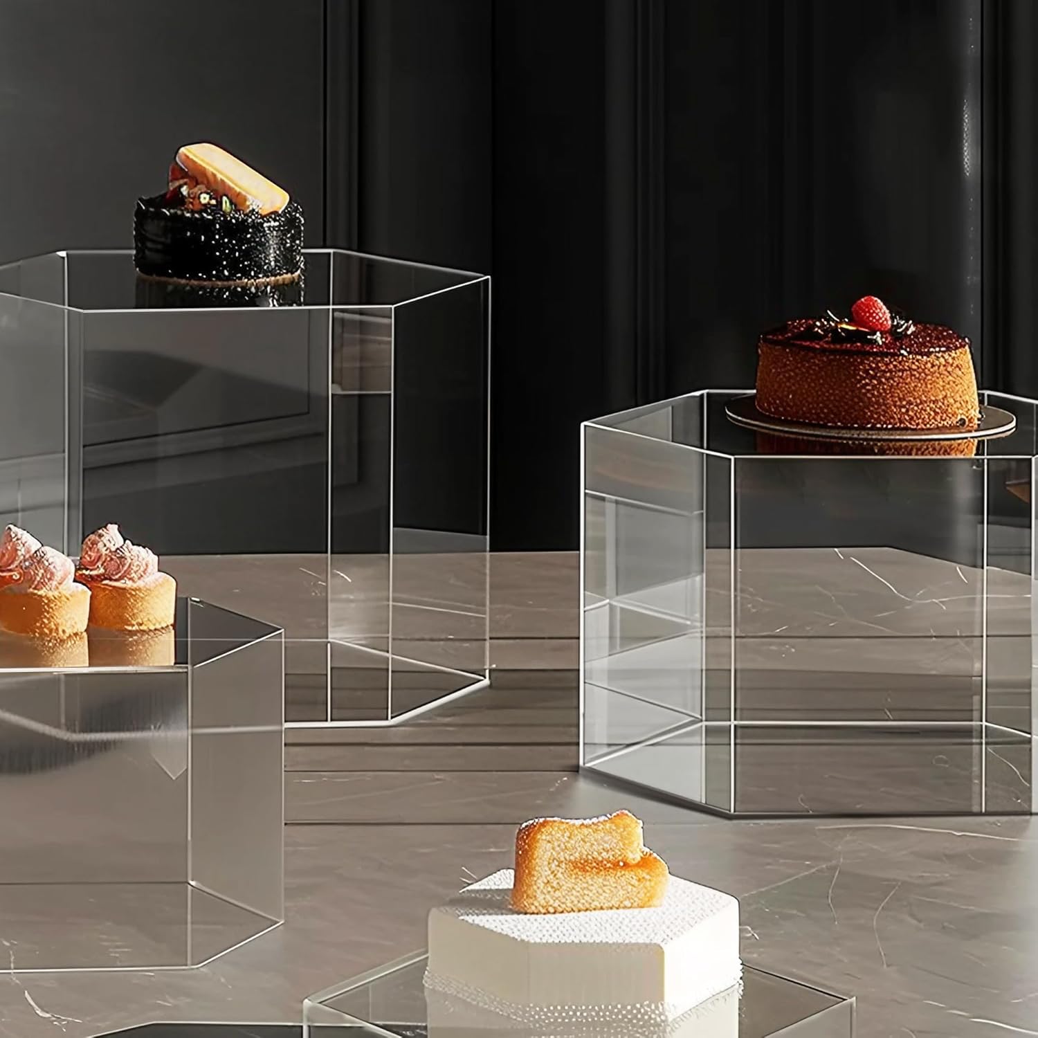 6 Pcs Acrylic Display Riser Set with Clear Base