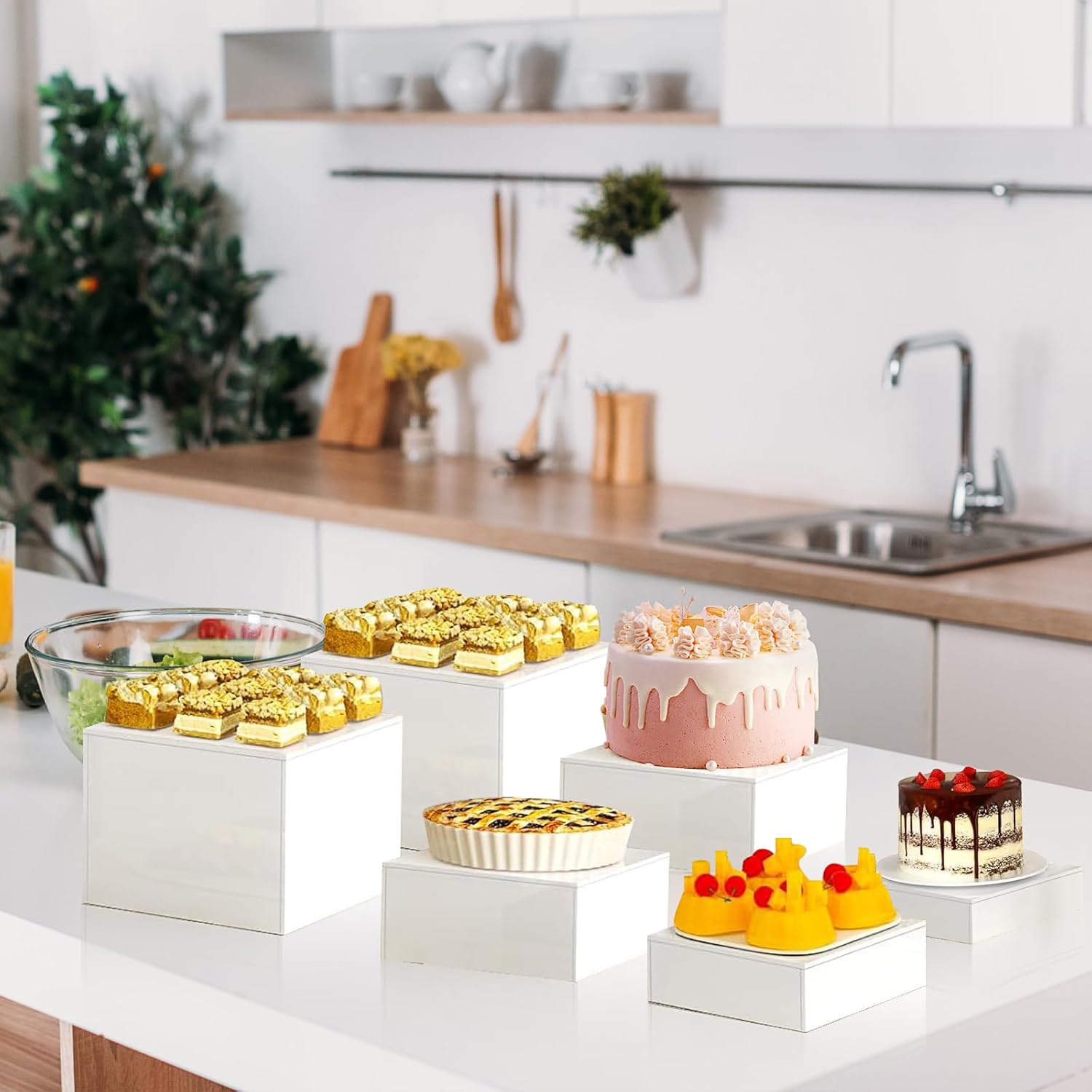 6-Pack Acrylic Display Risers for Desserts and Collectibles