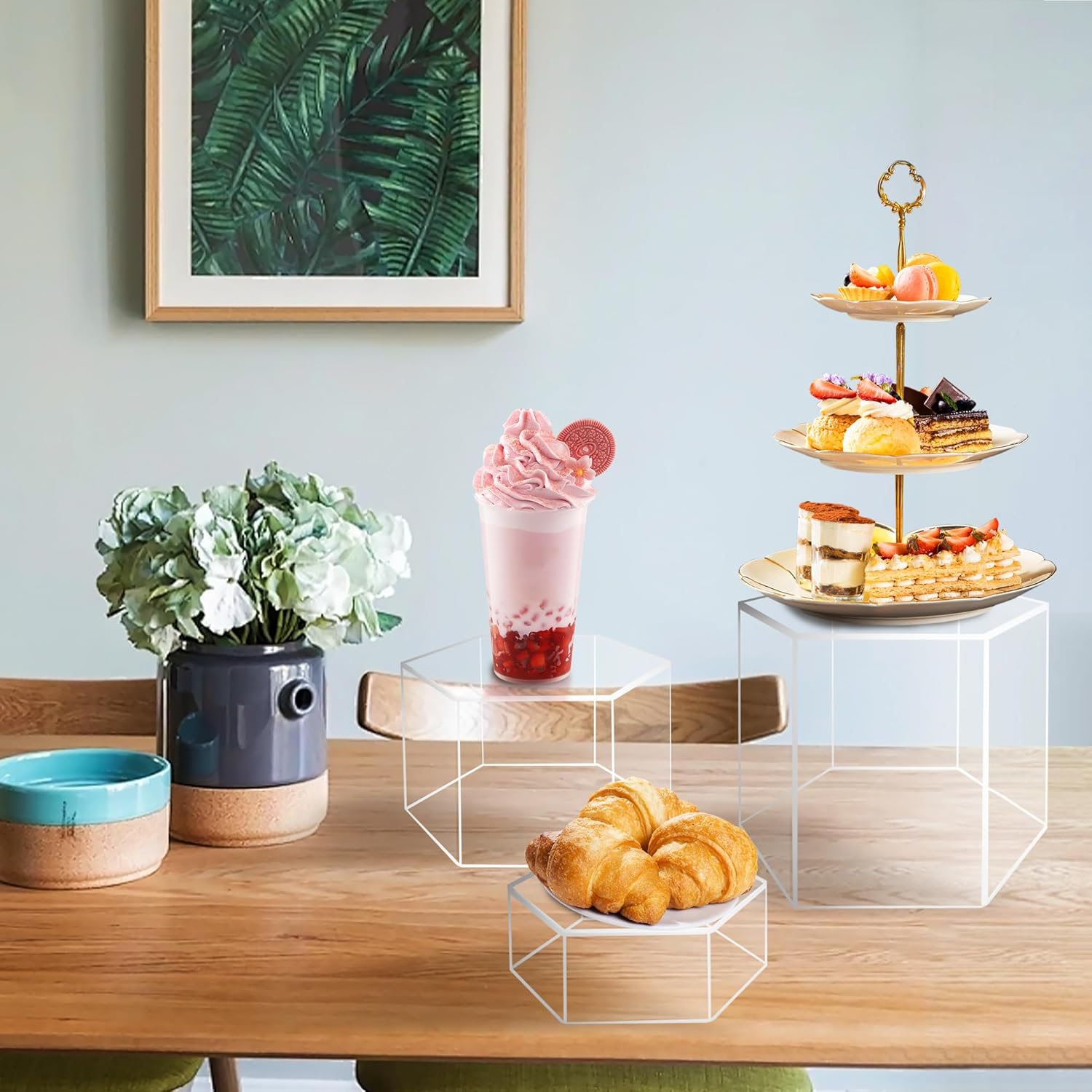 6 Pcs Acrylic Display Riser Set with Clear Base