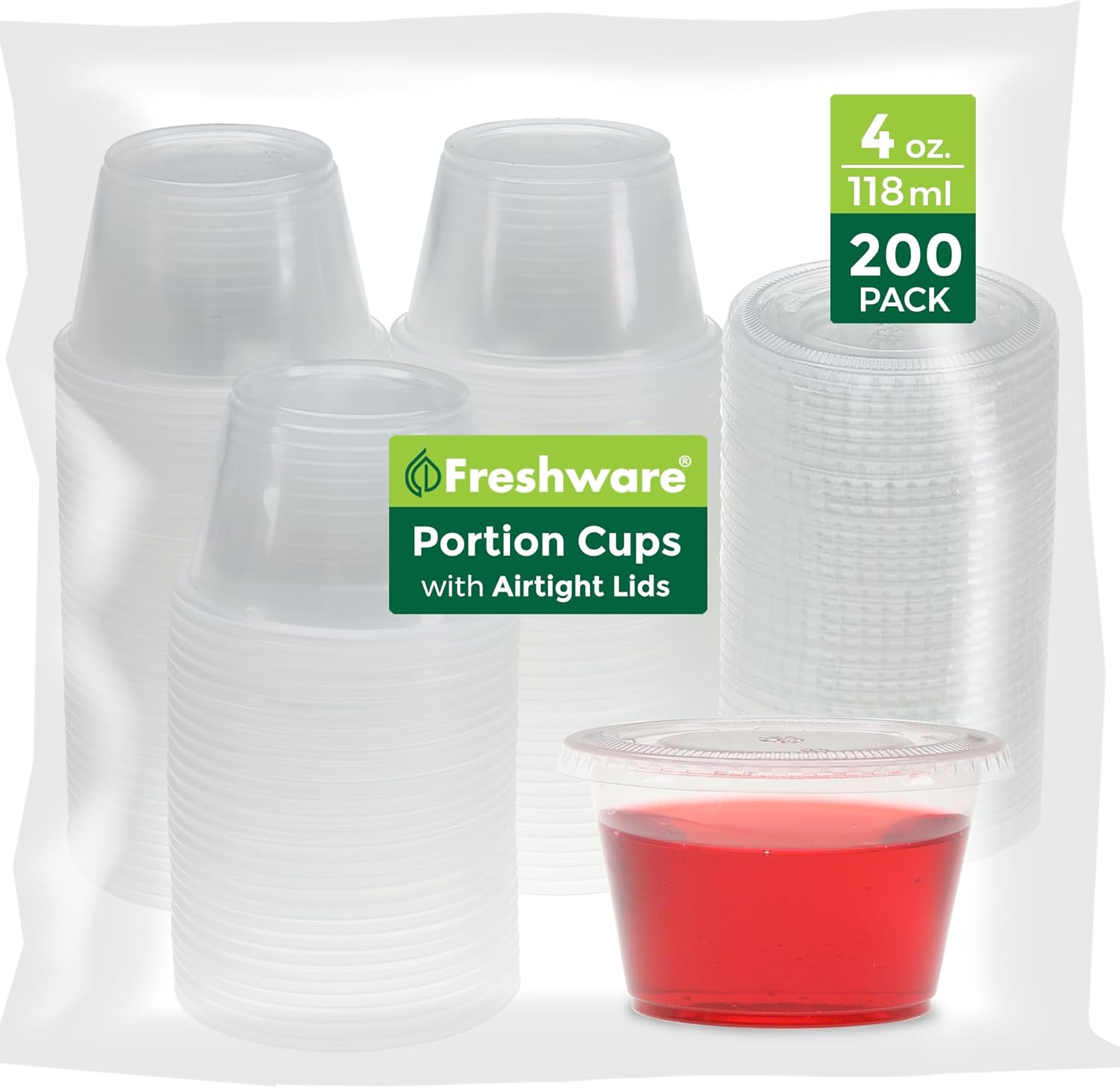 Freshware 4 Ounce Portion Cups with Lids 200 Sets