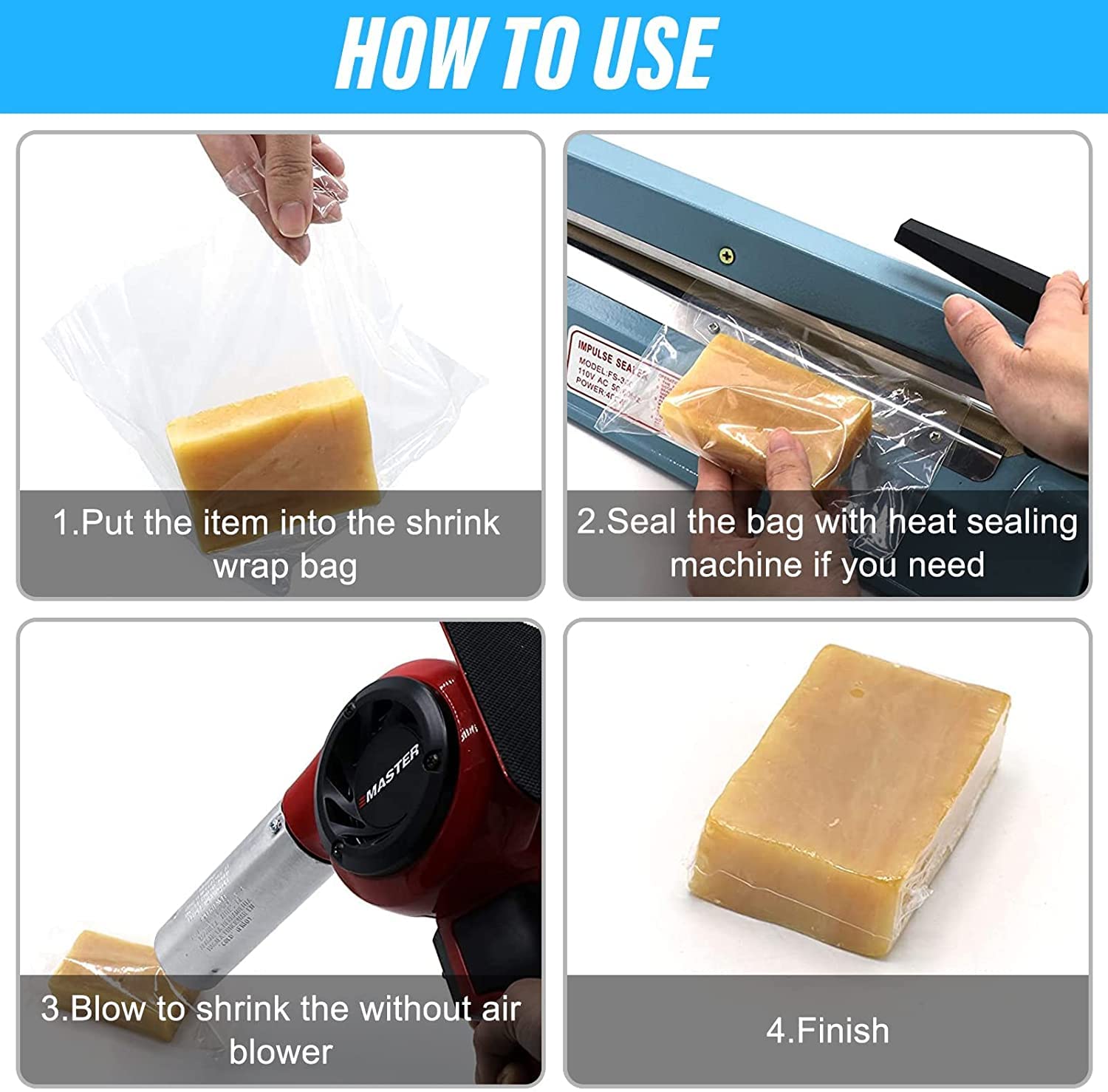 500Pcs 4x6 Inch Clear PVC Shrink Wrap Bags Kit