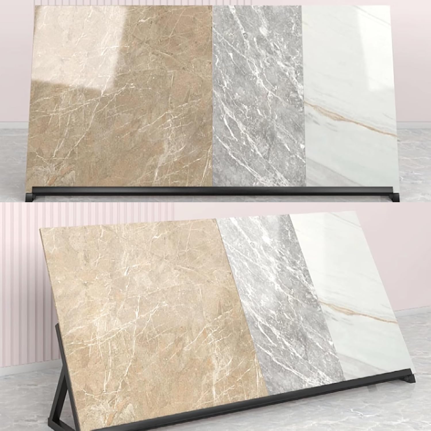 Quartz Stone Display Rack Black 160cm