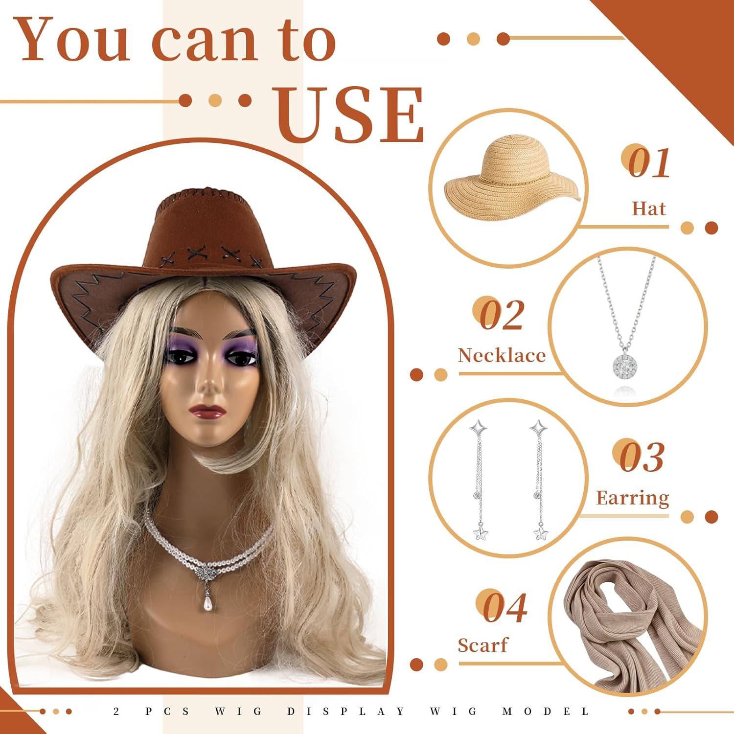 Leinuosen 4 Pcs Realistic Mannequin Head for Wigs Display Black 19 Inches