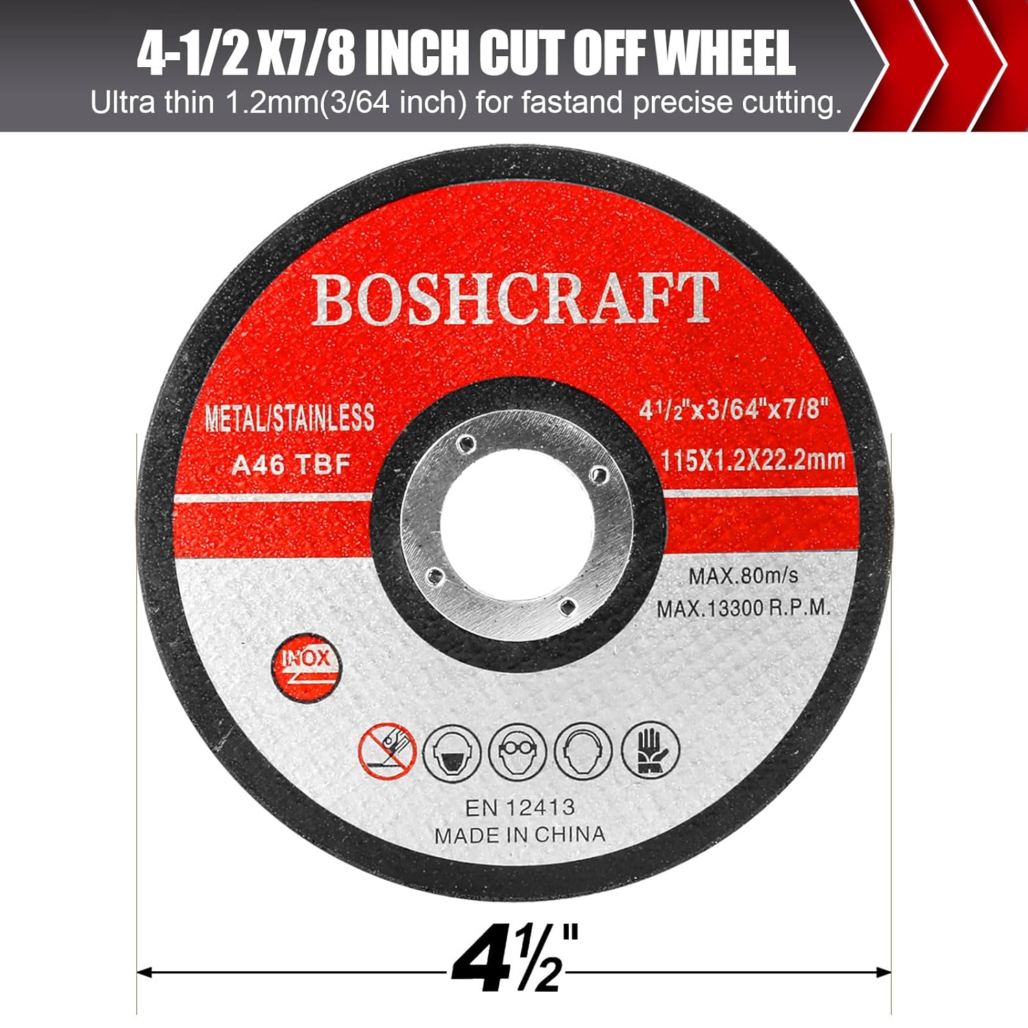 BOSHCRAFT Cut Off Wheels 25 Pack 4-12 Inch