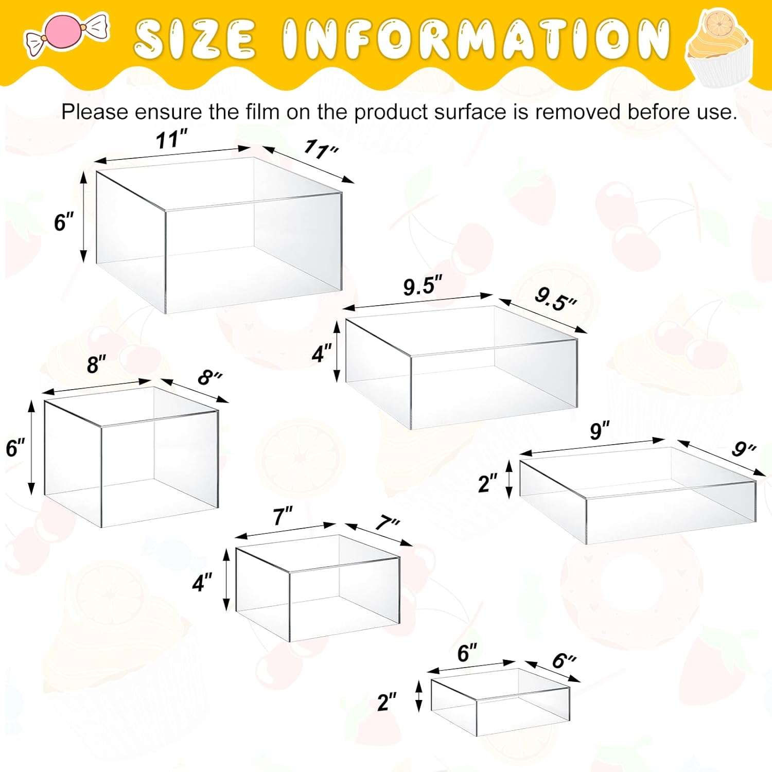 Leinuosen 6 Pcs Buffet Display Risers Clear Acrylic