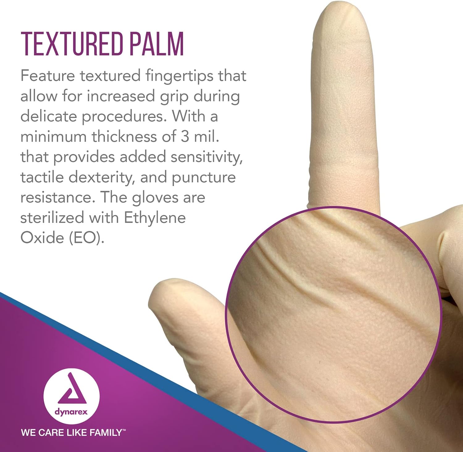Dynarex Powder-Free Sterile Latex Exam Gloves Medium 1 Case - 8 Boxes of 50 Pairs