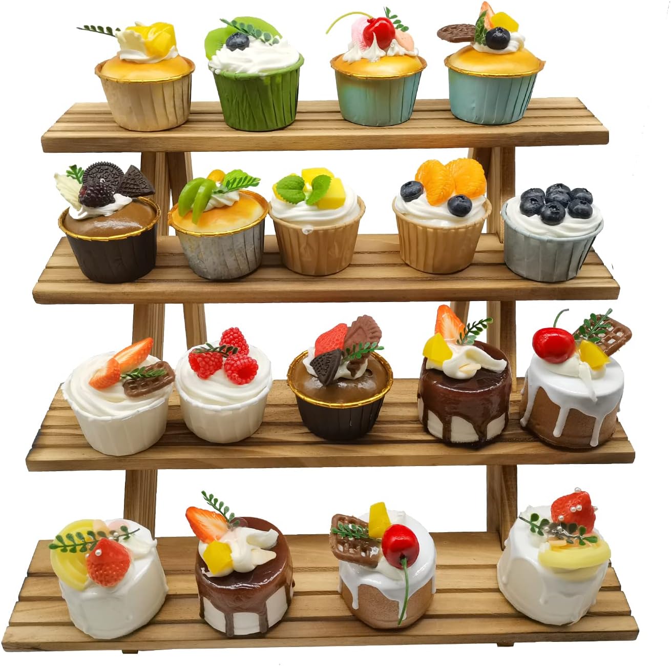 SOYOKAZE 4-Tier Rustic Wood Display Stand
