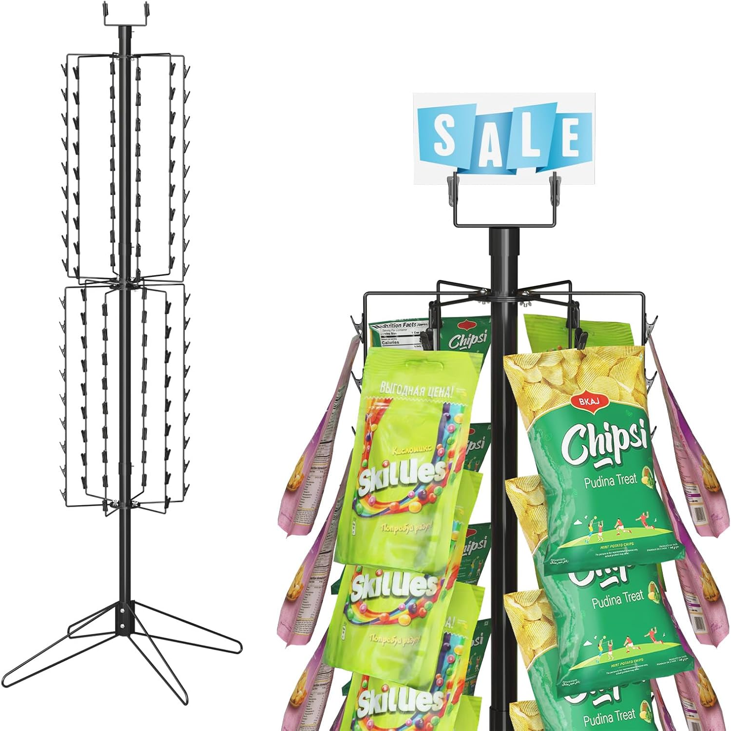 Lesolar Rotating Snack Display Stand with Sign Holder
