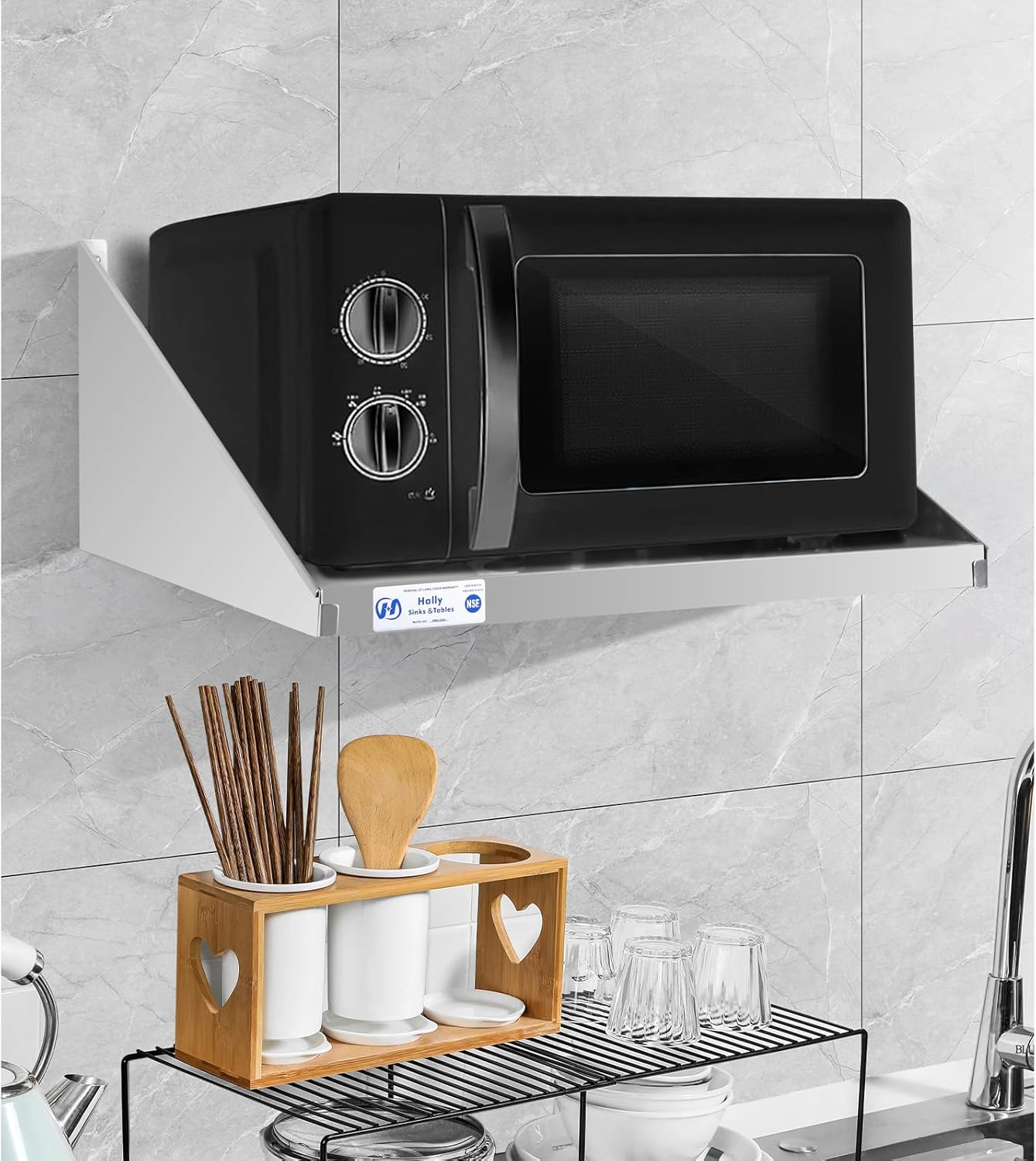 HALLY Stainless Steel Microwave Shelf 18x24 185 lb