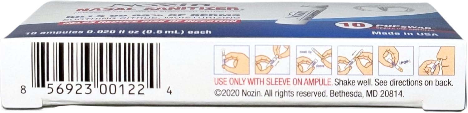 Nozin Nasal Sanitizer Antiseptic Popswab 10ct Pack