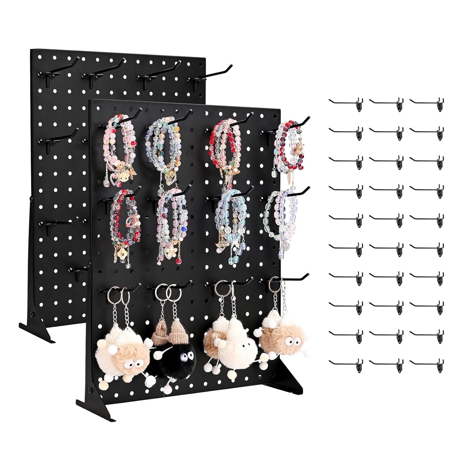 VEVOR Pegboard Display Stand 2 PCS Black 17x13 Inch with 30 Hooks