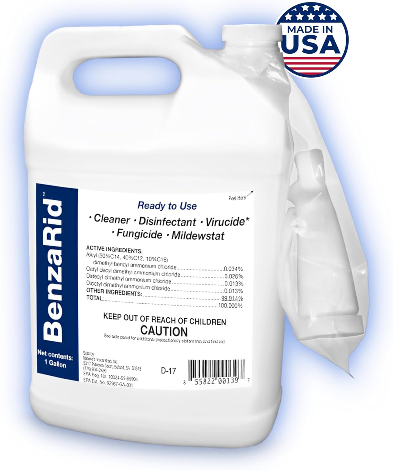 BenzaRid Mold Killer Fungicide Black Mold H5N1 4 Gallon Set