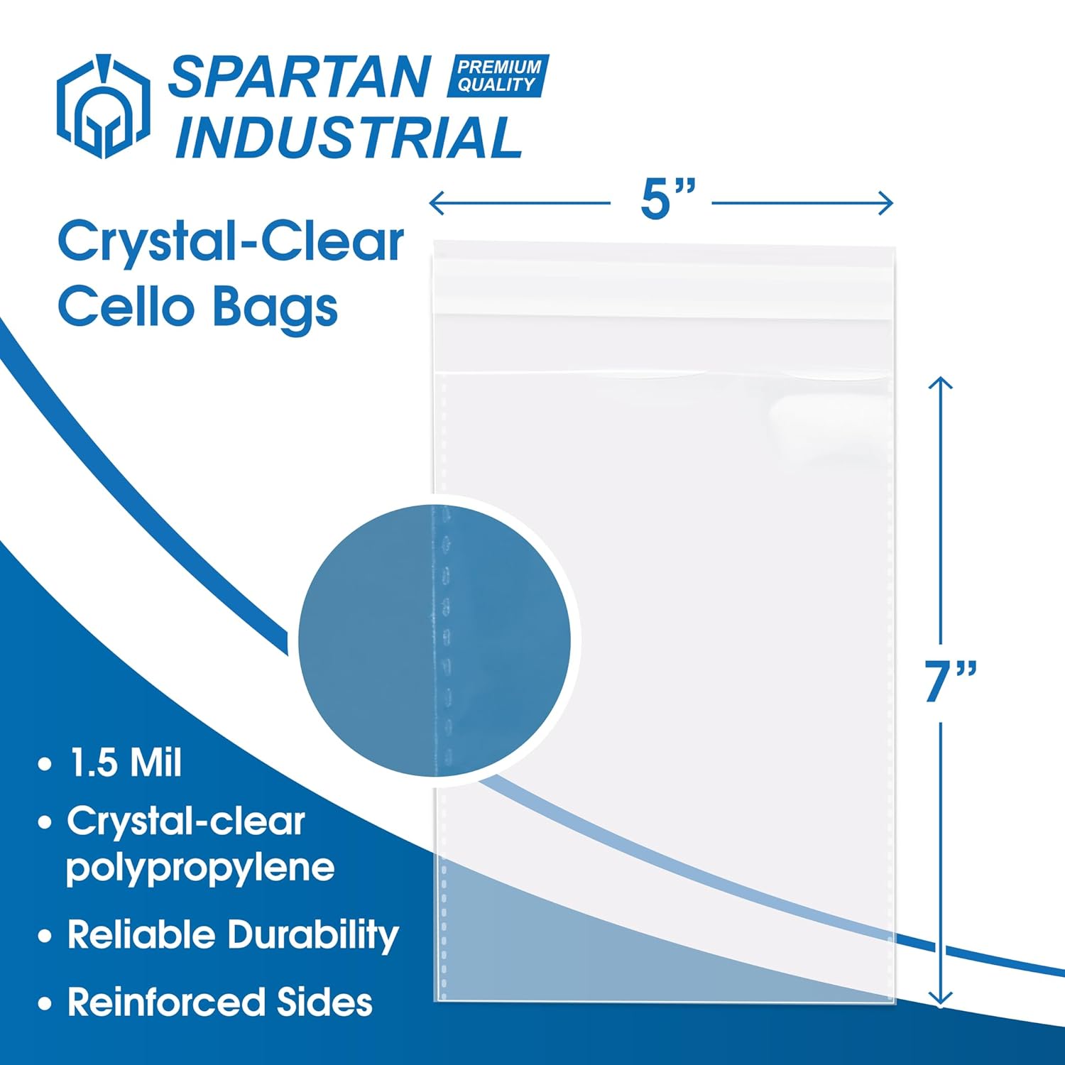 Spartan Industrial 5 X 7 Clear Self-Seal Cello Bags