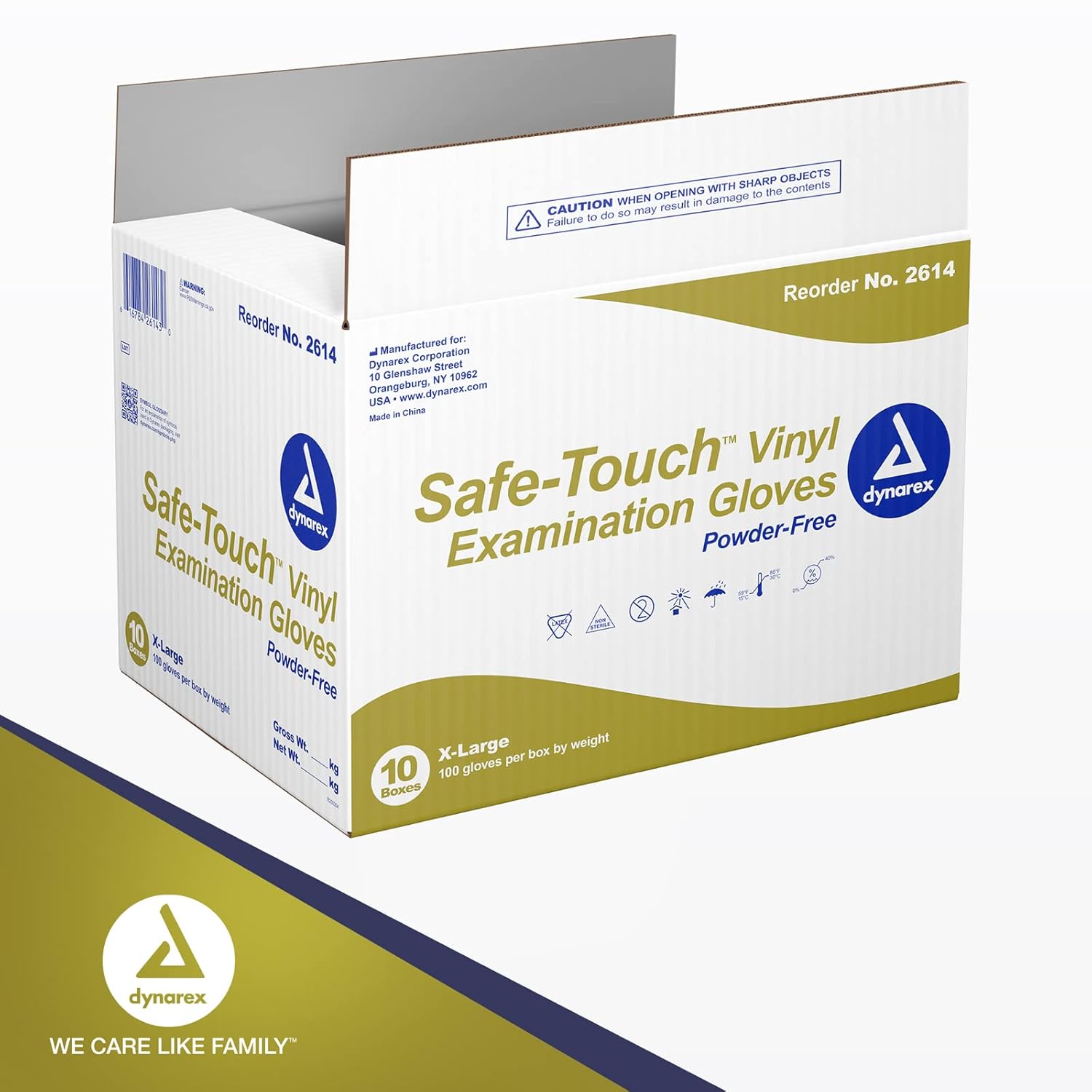Dynarex Safe-Touch Vinyl Exam Gloves X-Large 1 Case