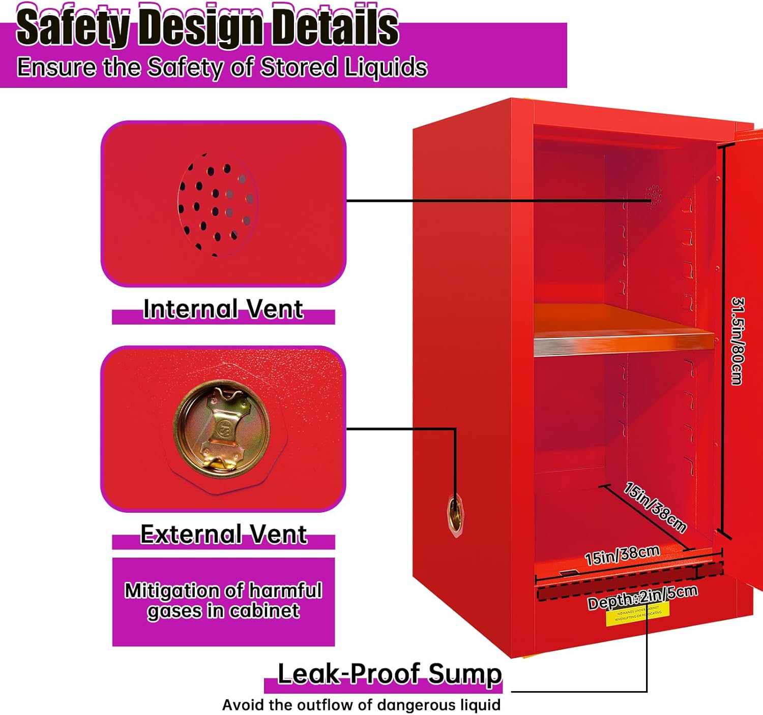 30 Gallon Flammable Safety Cabinet with 3-Point Lock