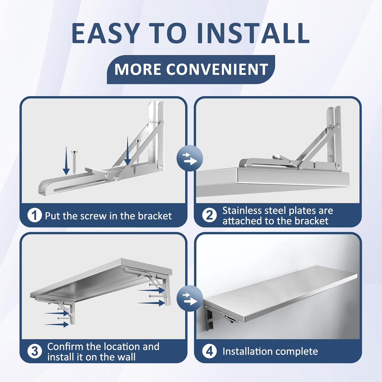 MOOTACO 48x12 Stainless Steel Wall Shelf