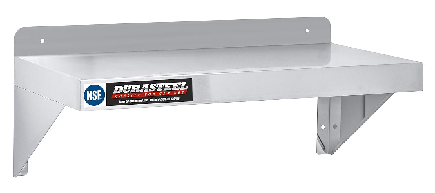 DuraSteel Stainless Steel Wall Shelf 24x12 Commercial Grade
