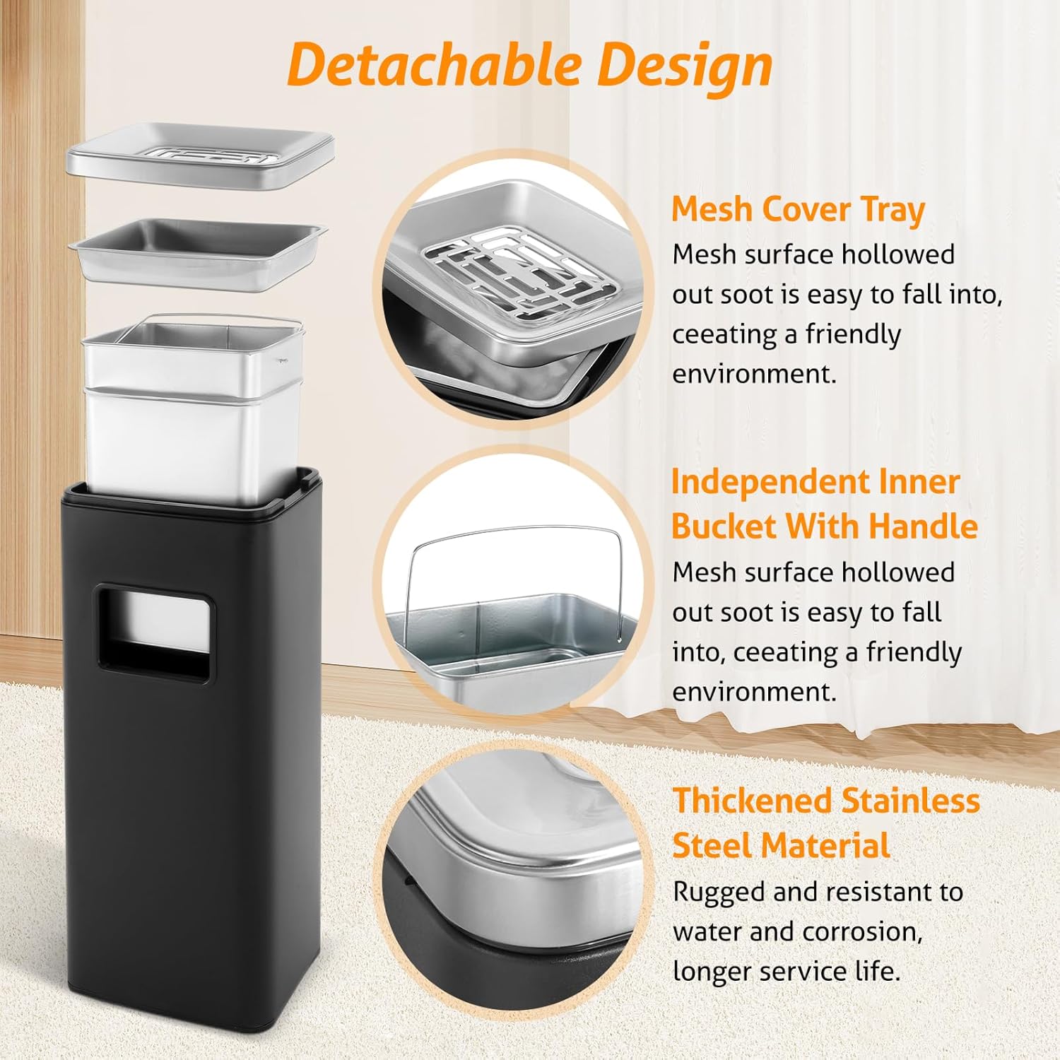 WICHEMI 4 Gallon Commercial Outdoor Trash Can with Lid and Removable Inner Bucket