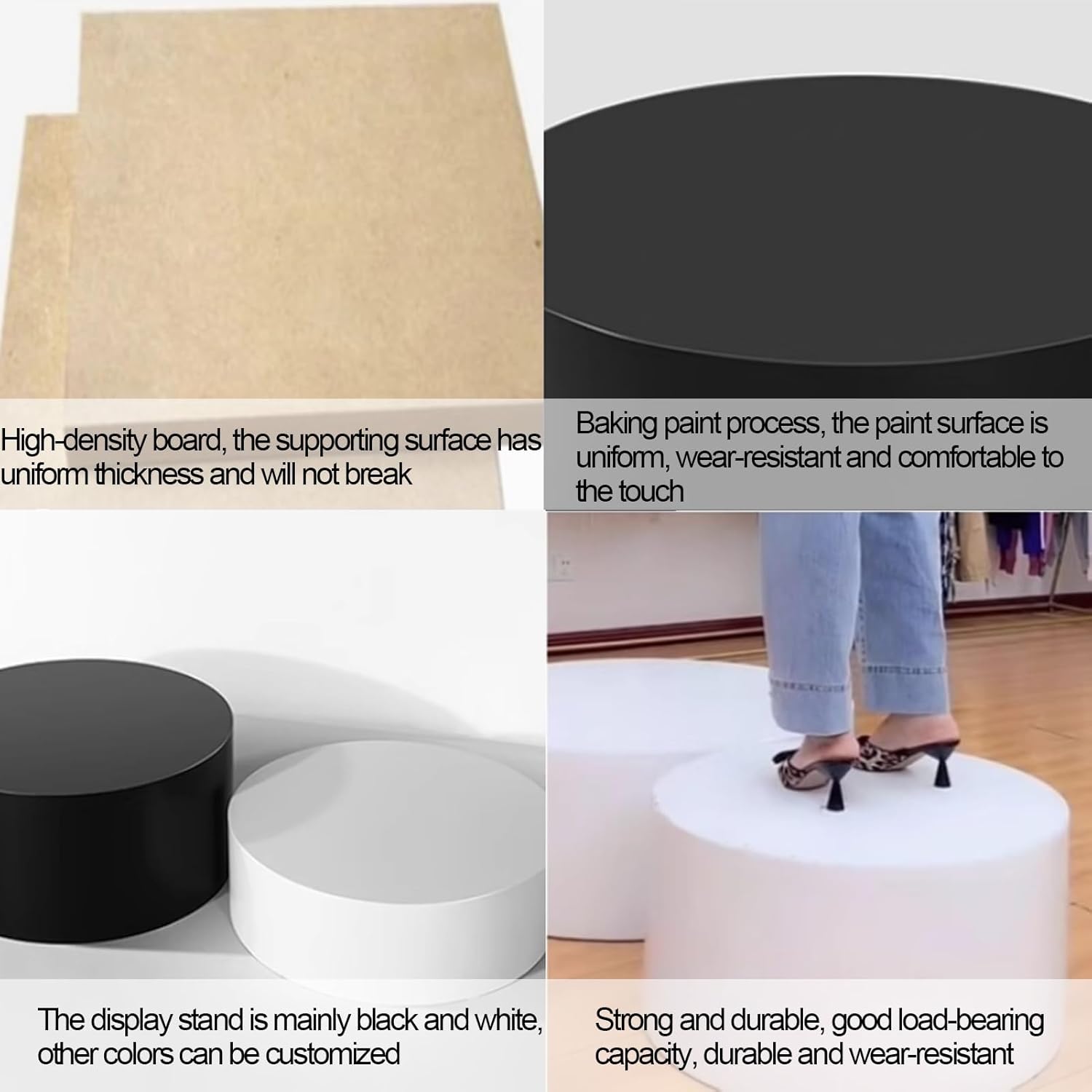 Round Cylinder Pedestal Stand for Display Black 40cm