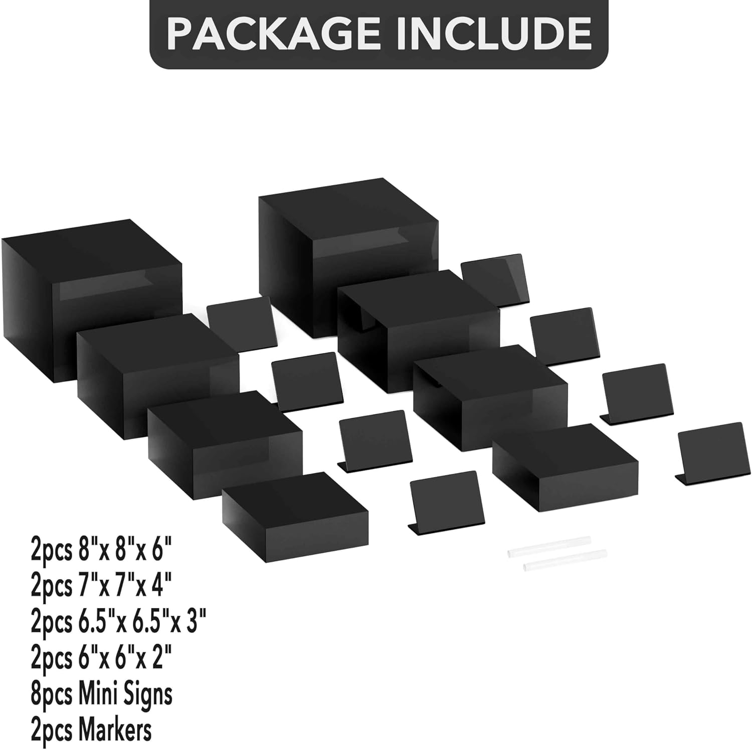 Neatsure 8PSC Buffet Risers Set Stackable Acrylic Display Stands for Food Desserts Jewelry and Collectibles