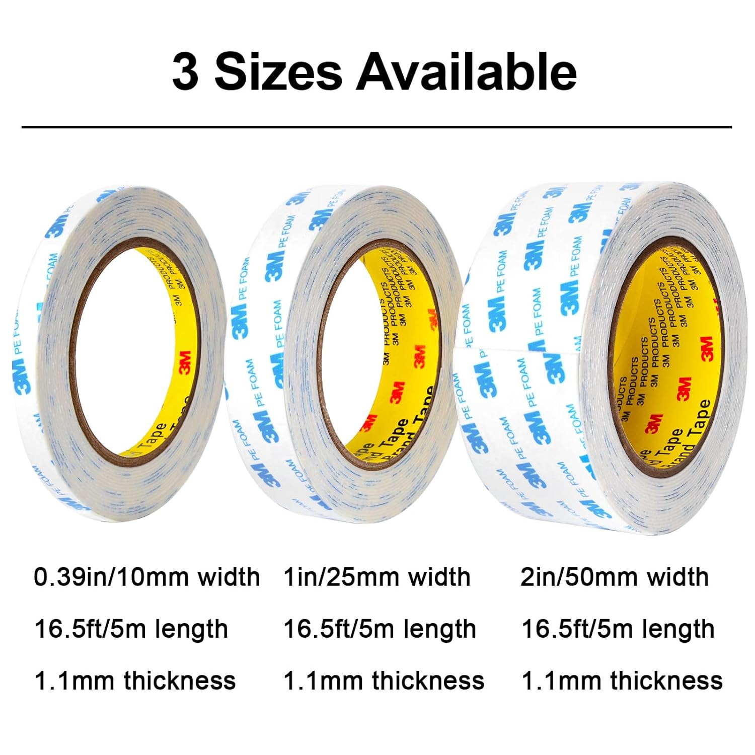 Double Sided Tape 10mm x 165ft Heavy Duty Water Resistant for Wall Mounting
