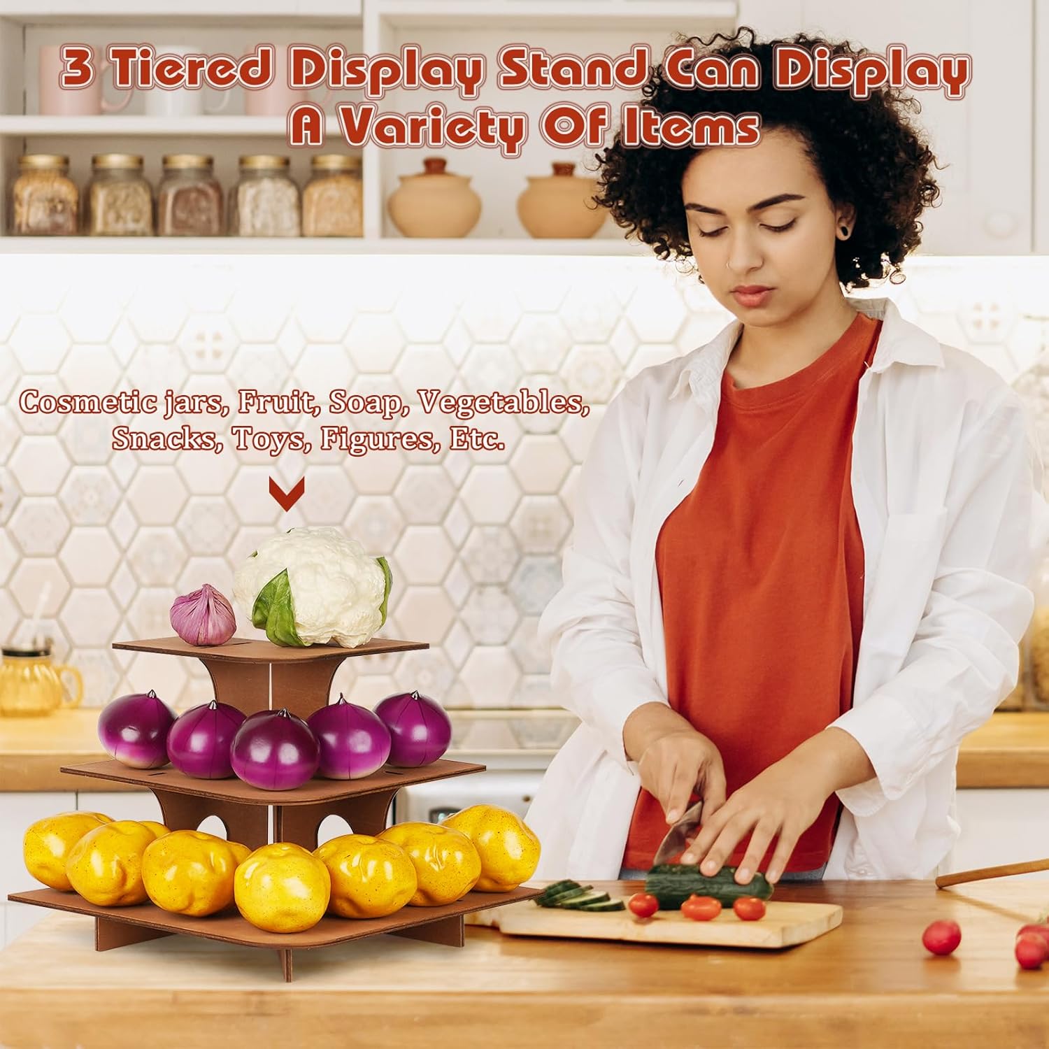 3 Tier Wooden Display Shelf Corner Straight Racks for Retail Farmers Market and Events