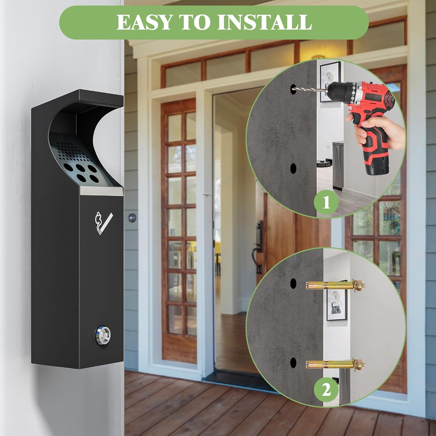 Steel Wall Mounted Trash Disposal Outdoor Commercial