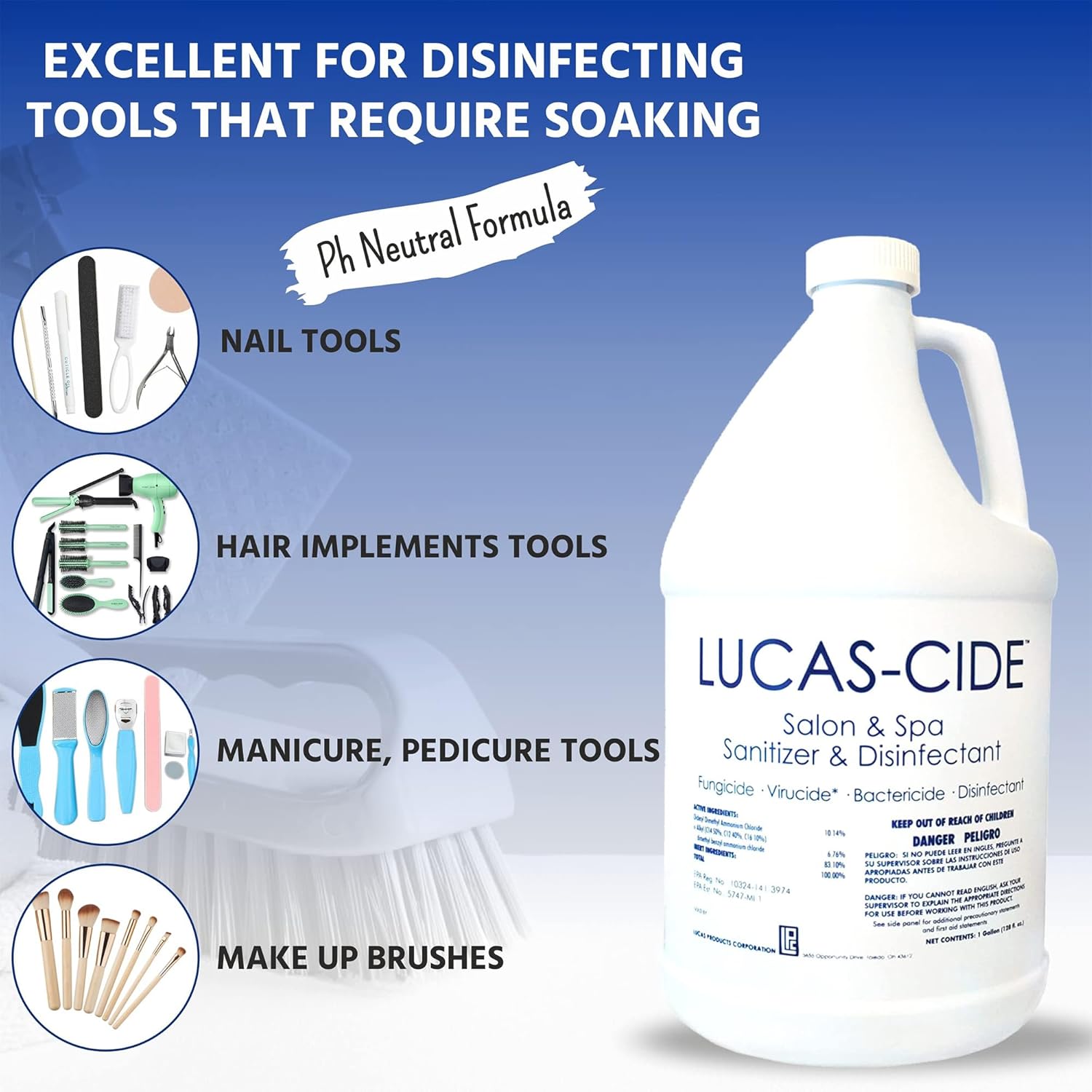 LUCAS-CIDE Blue Disinfectant 128 Fl Oz EPA Approved