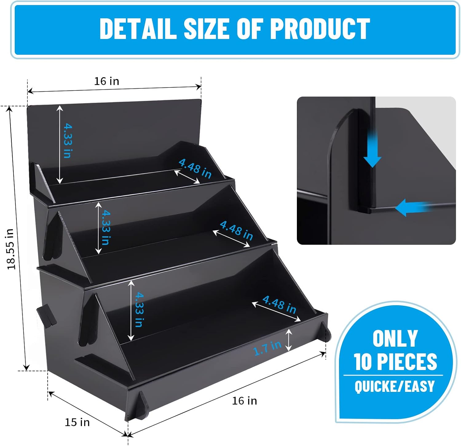 1855 x 16 x 15 Portable Display Stand - Black