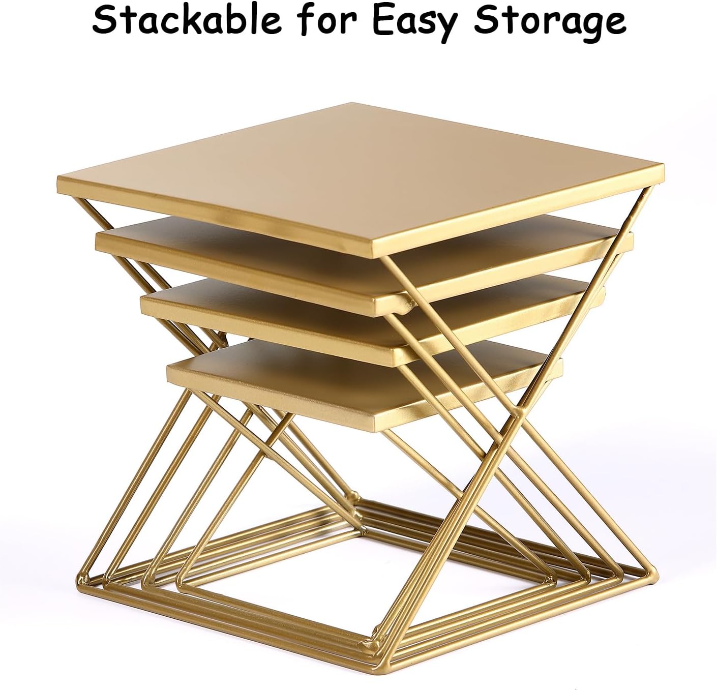 4 Piece Brass Square Display Risers Set