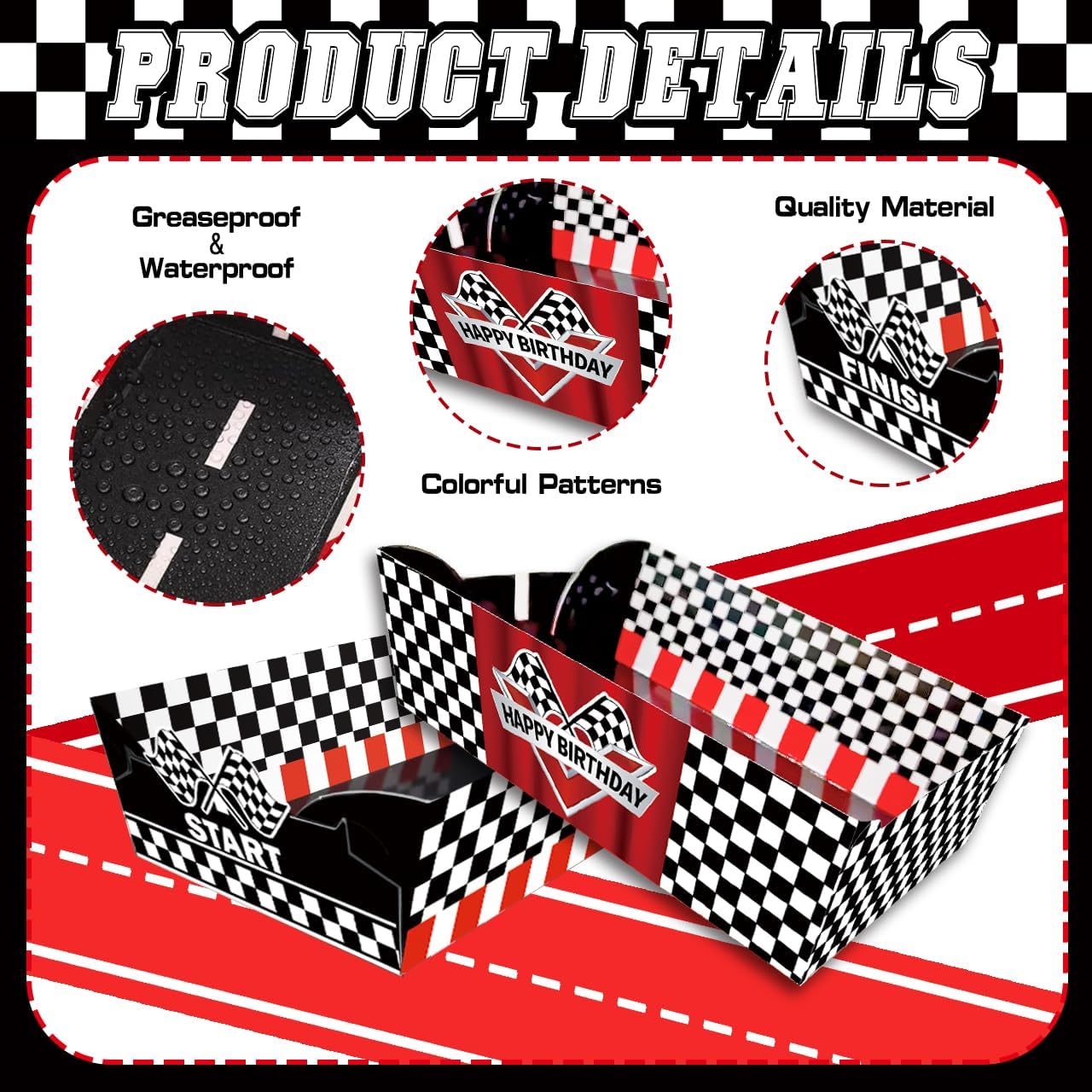 24 Pcs Racing Car Theme Food Trays for Kids Birthday Party