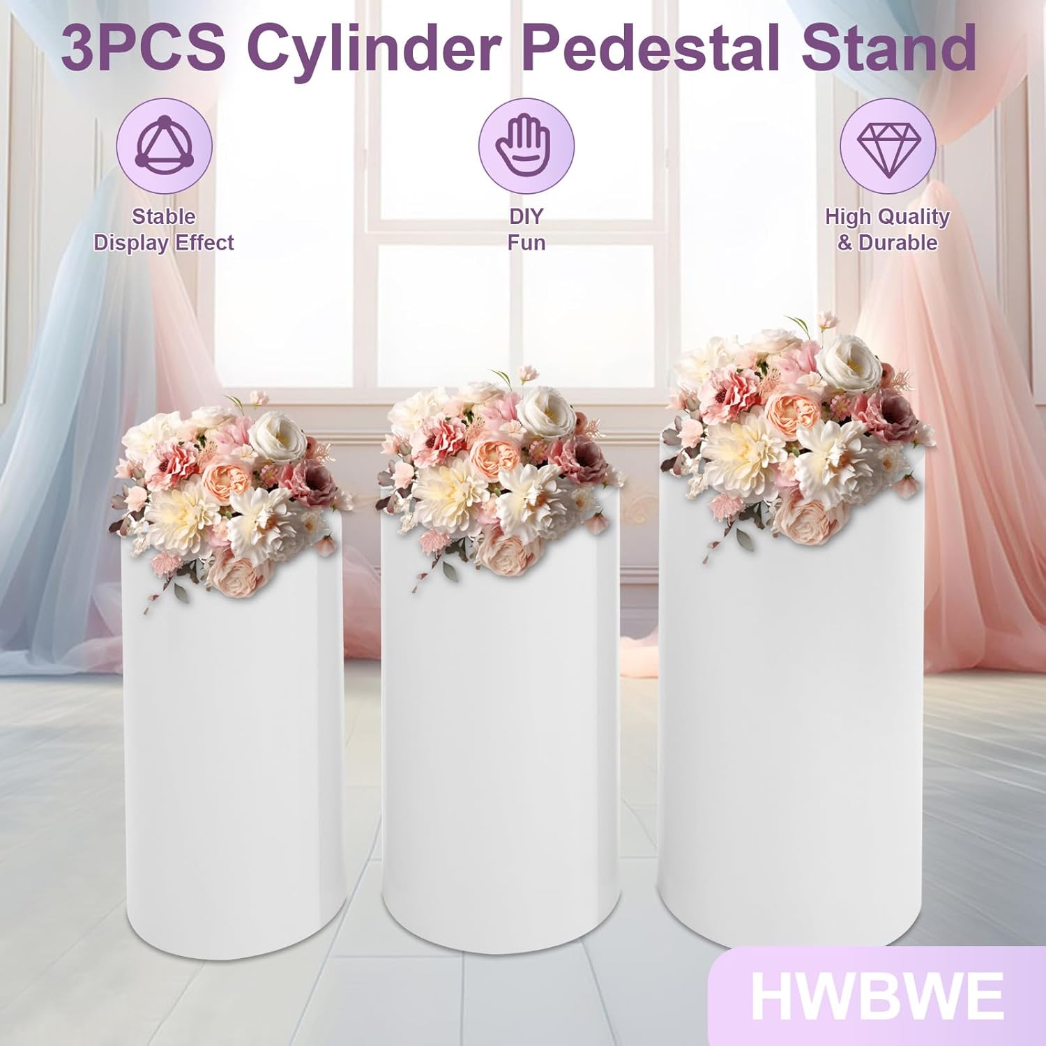 3 Pcs Cylinder Stands for Party Decor and Cake Displays