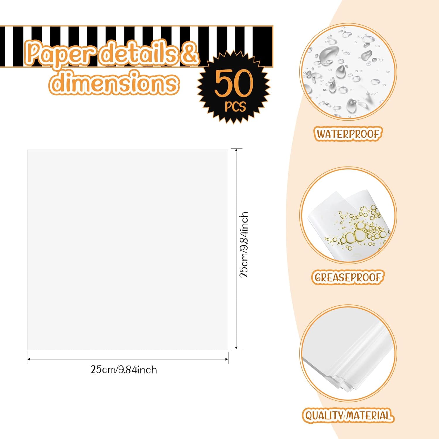 Rtteri 50 Pcs Black and White Striped Food Trays for Parties