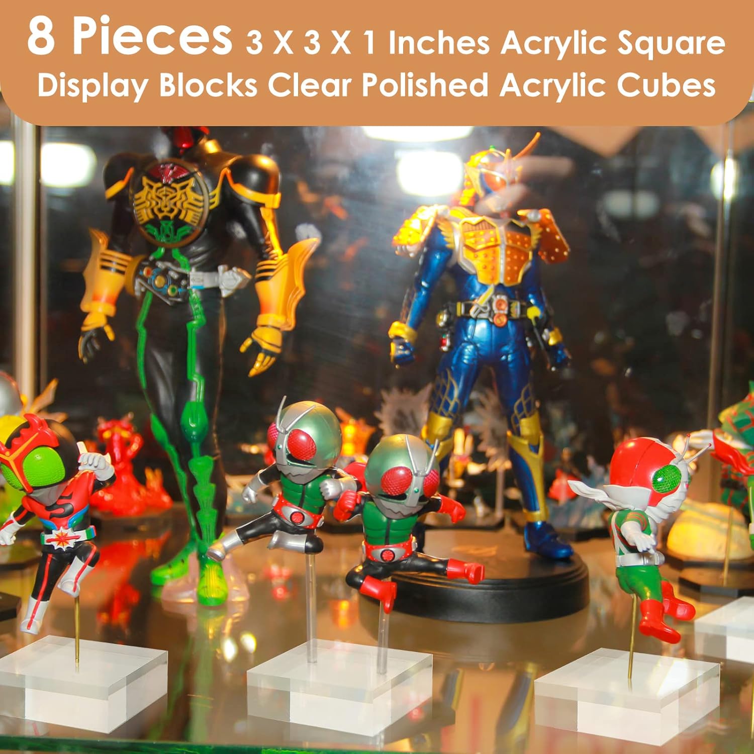 Vicenpal 8 Pcs Clear Acrylic Cube Jewelry Stand Display Riser Set