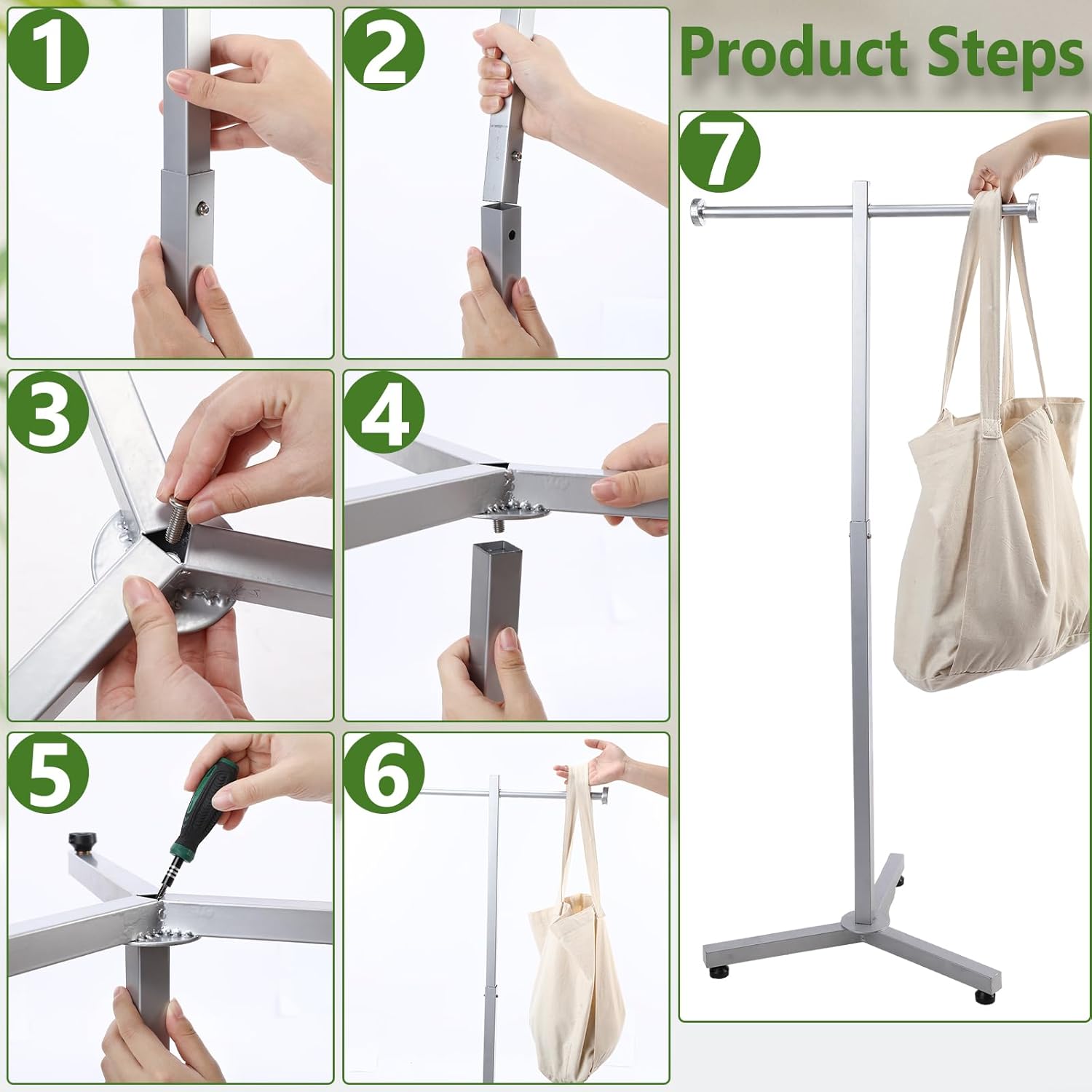 Blulu 2 Pcs Heavy Duty Adjustable Shopping Bag Rack Metal Stand Chrome Silver 45 Inch