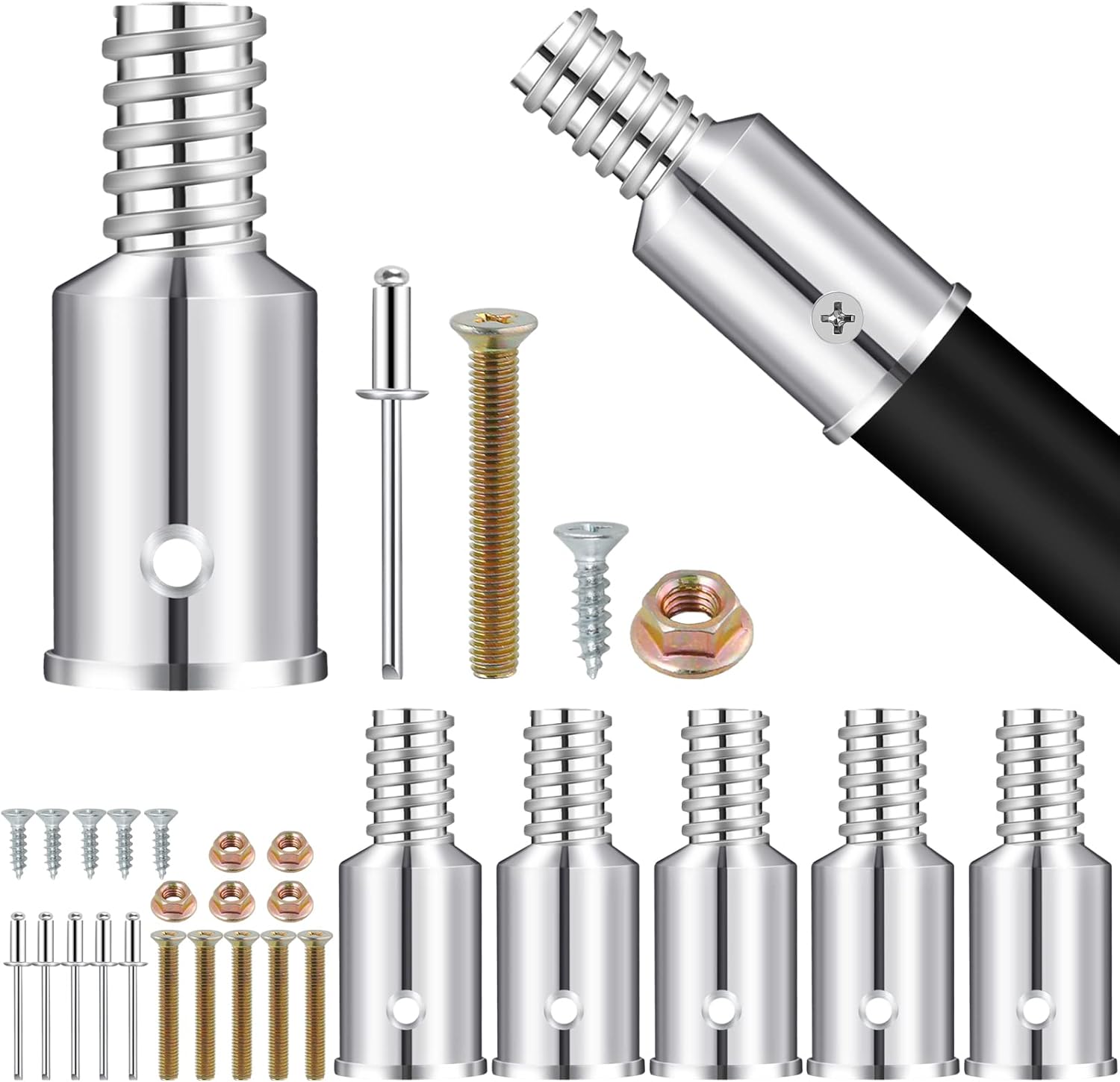 6Pcs Threaded Tip Replacement for Broom Handle and Mop Poles