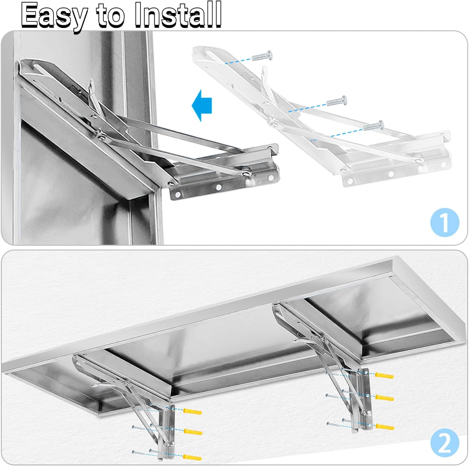 Folding Concession Shelf 48x18 Stainless Steel Serving Rack