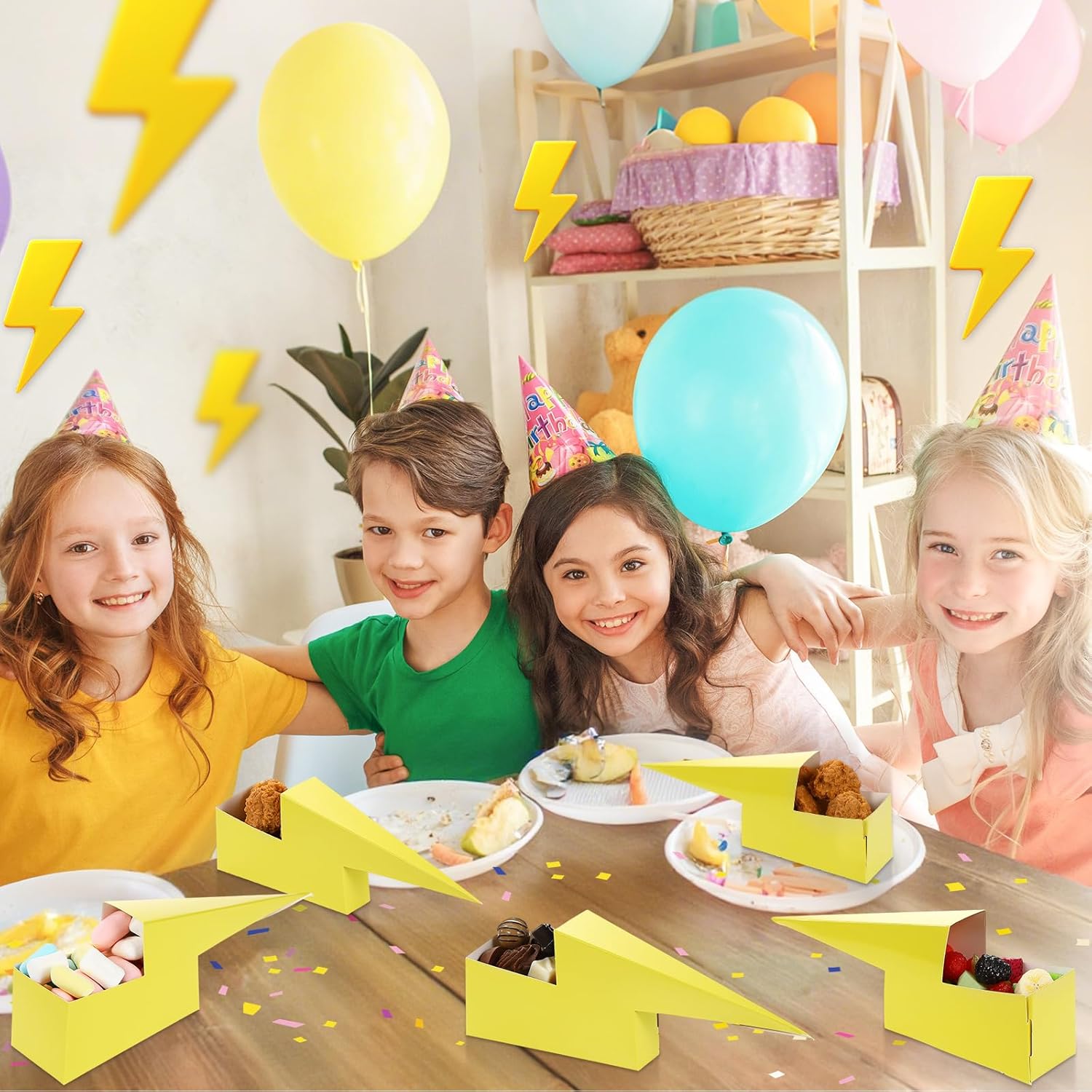 10 Pcs Yellow Lightning Bolt Candy Boxes for Parties