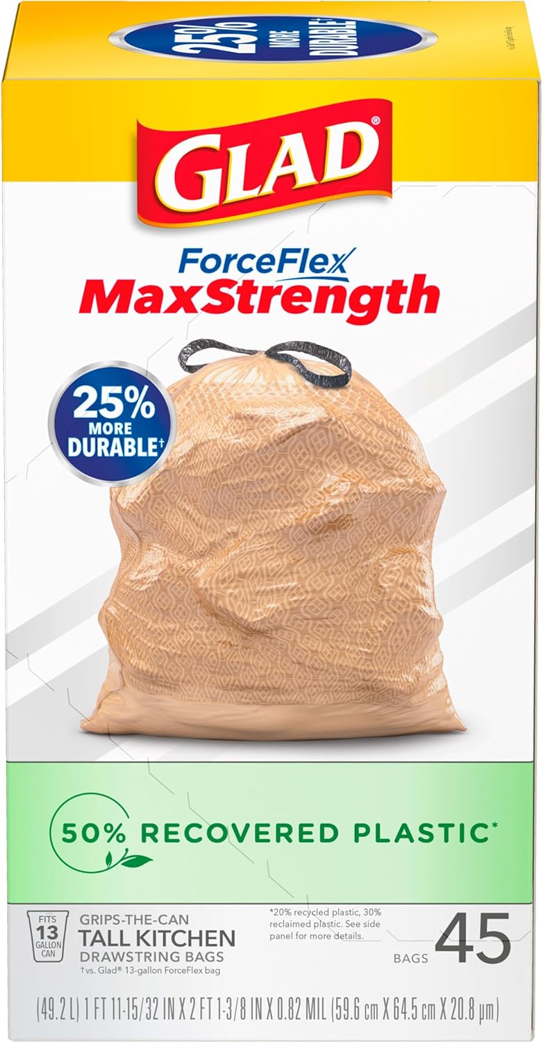 Glad Tall Kitchen Trash Bags 13 Gallon 45 Count