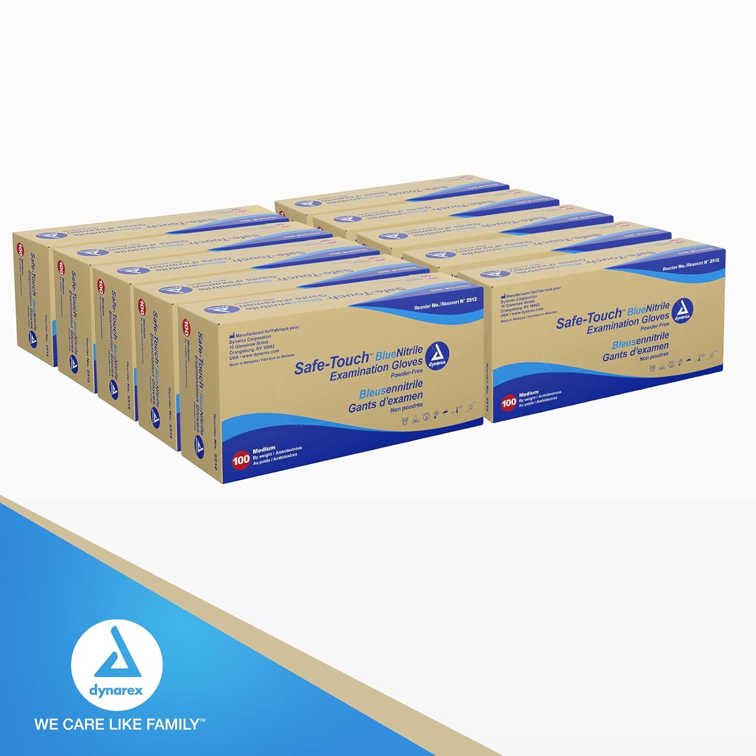 Dynarex Nitrile Exam Gloves Medium 100 Count Pack of 10