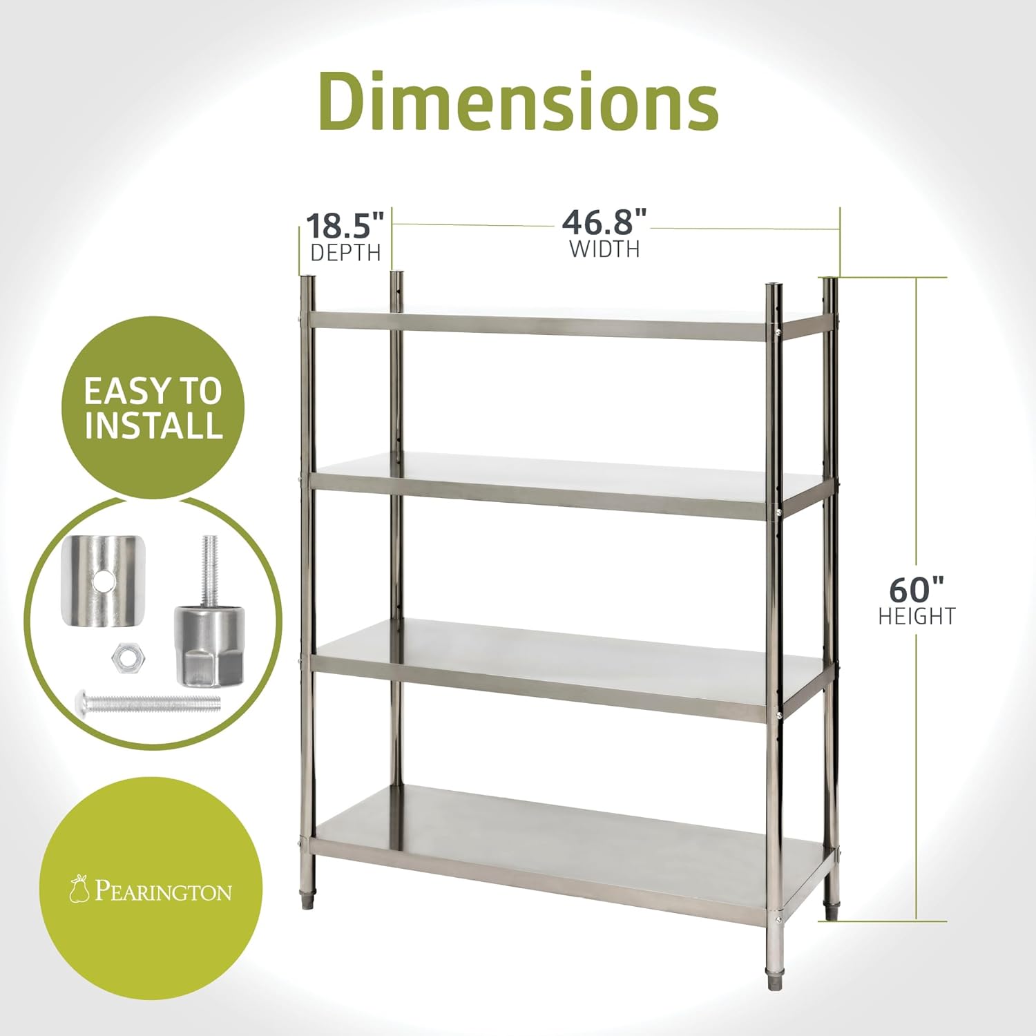 Pearington 4-Tier Stainless Steel Storage Shelf