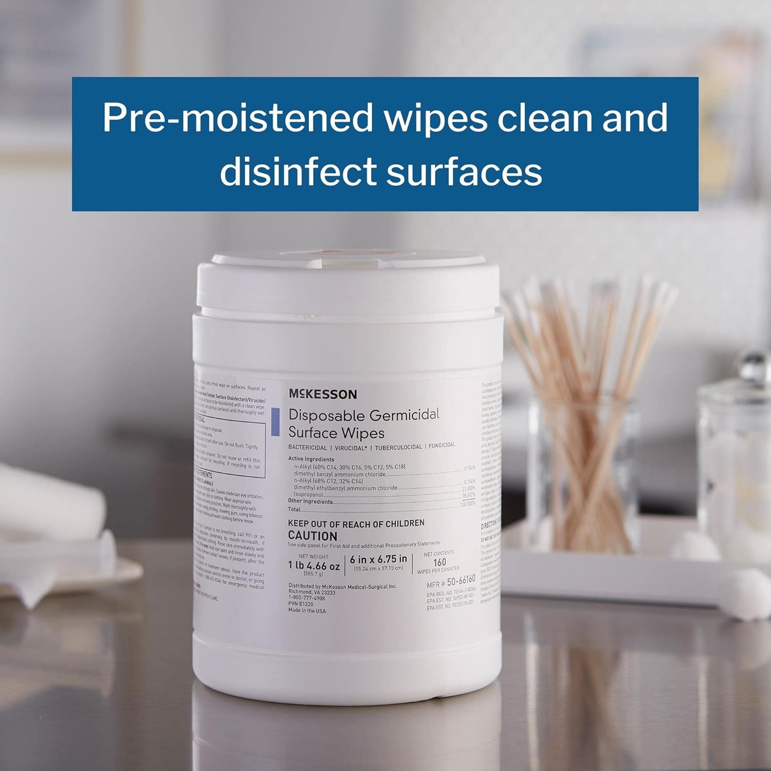 McKesson Germicidal Wipes 160 Count Hospital Grade